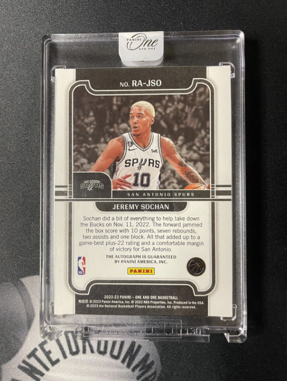 2022-23 Panini One And One Jeremy Sochan Rookie Red Auto 01/25