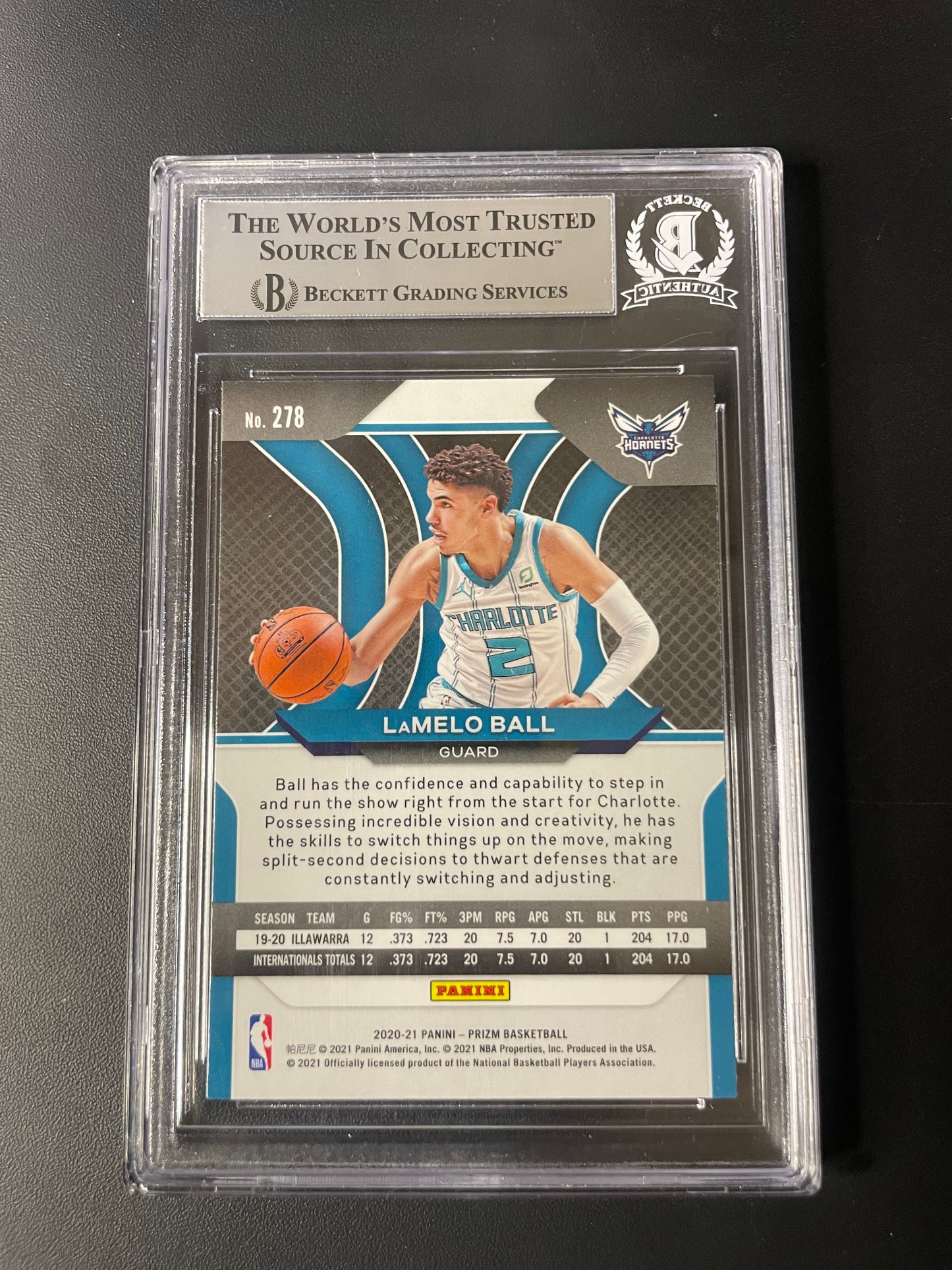 2020/21 Panini Prizm #278 Lamelo Ball Charlotte Hornets Autograph BGS