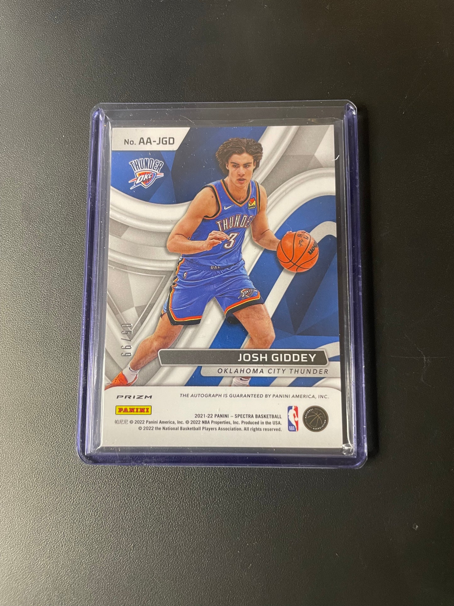 2021/22 Panini Spectra #195 - JGD Josh Giddey Oklahoma City Thunder aspiring 05/99 Auto