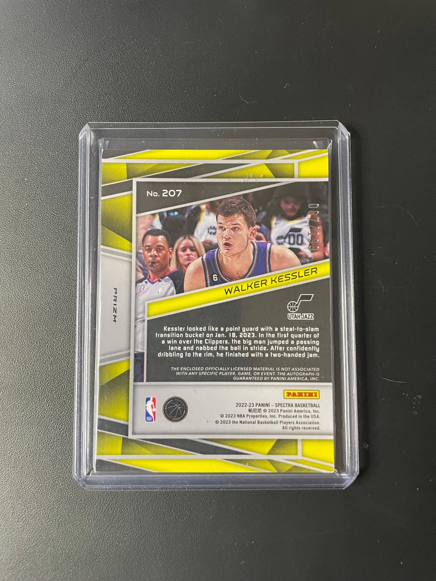 2022/23 Panini Spectra #207 Walker Kessler Utah Jazz Rookie Silver Auto 067/199