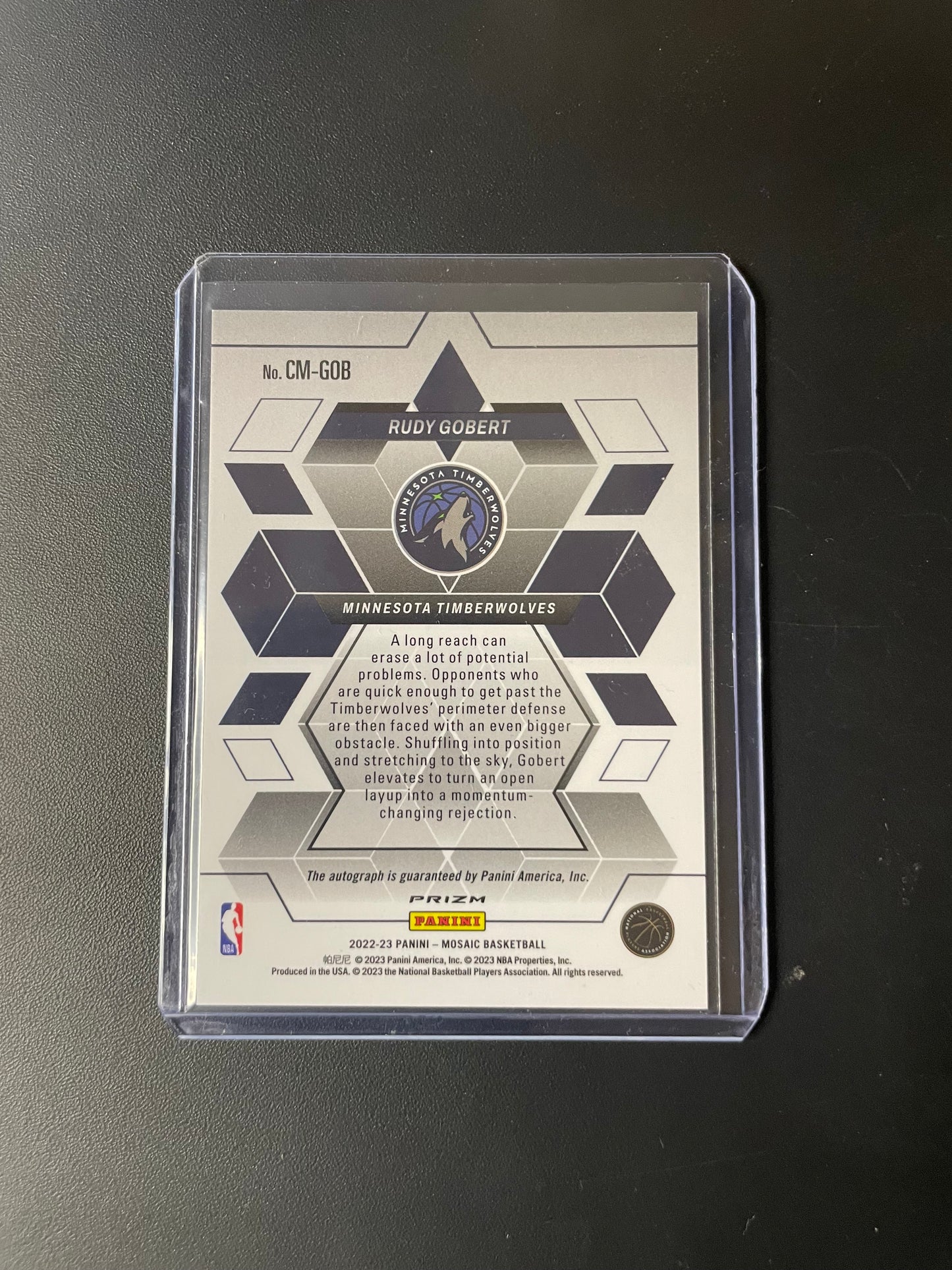 2022/23 Panini Mosaic Rudy Gobert Minnesota Timberwolves Collage Auto