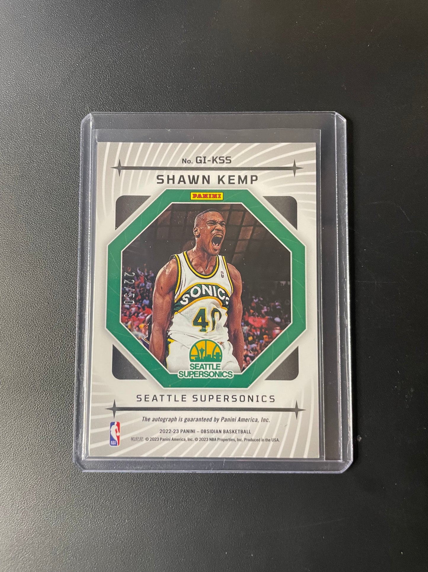 2022/23 Panini Obsidian Shawn Kemp Seattle Sonics Kemp Orange Electric 22/50 Galaxy Auto