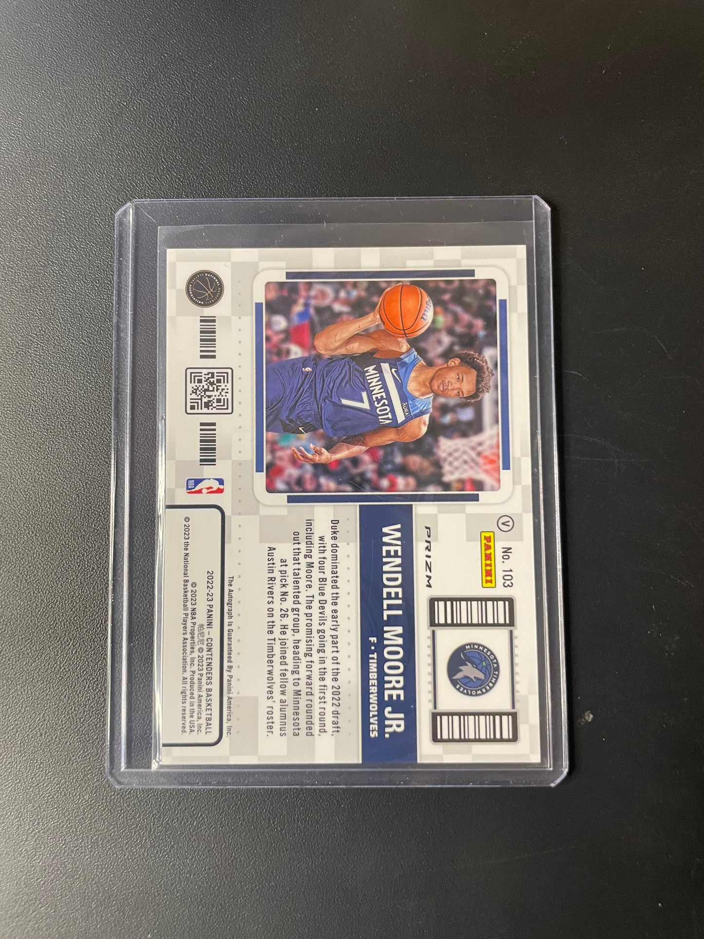 2022-23 Panini Contenders #103 Wendell Moore Jr., Minnesota Timberwolves Rookie Ticket