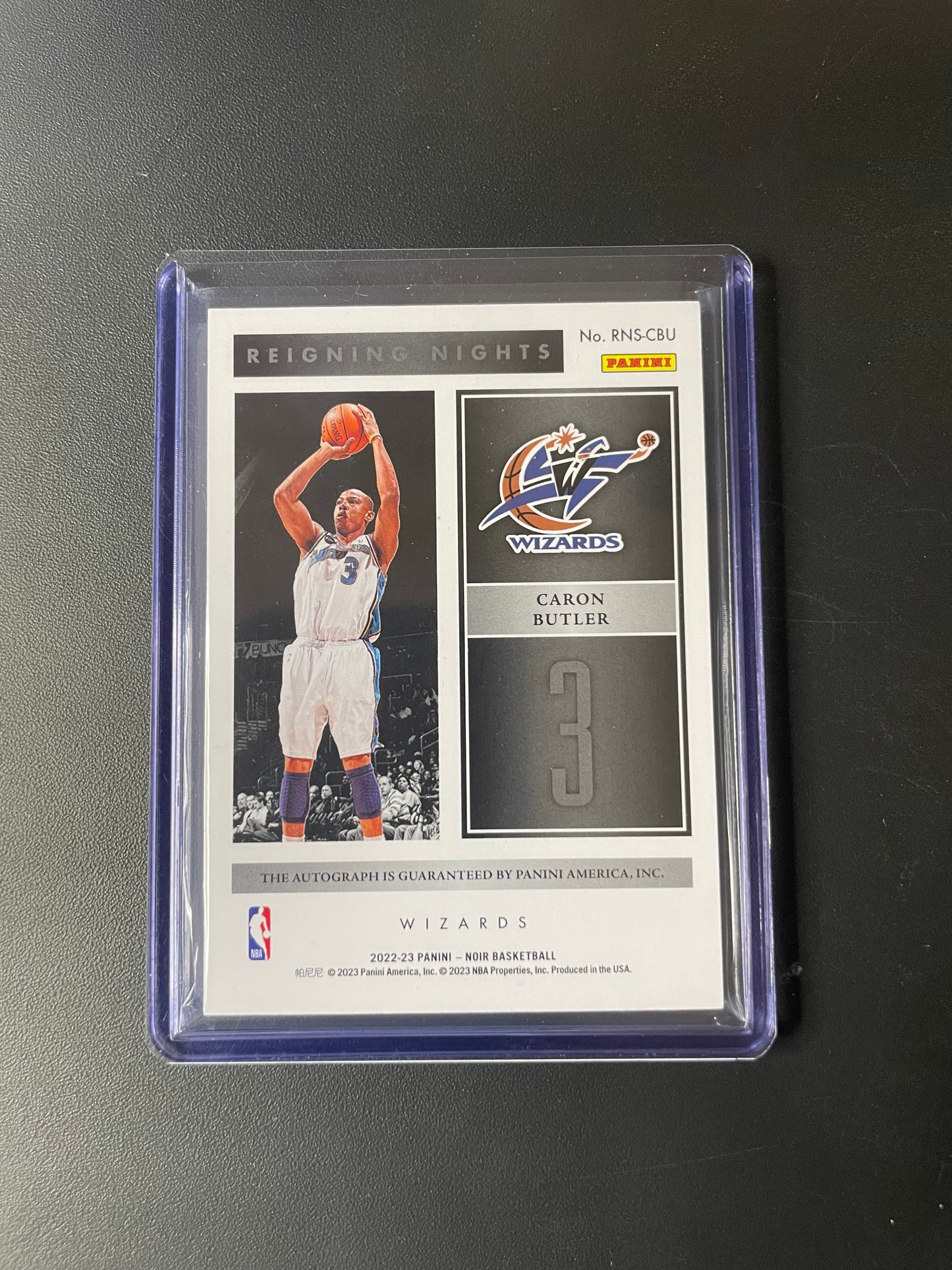 2022/23 Panini Noir #29 Caron Butler, Washington Wizards Reigning Nights Signatures Gold 22/25