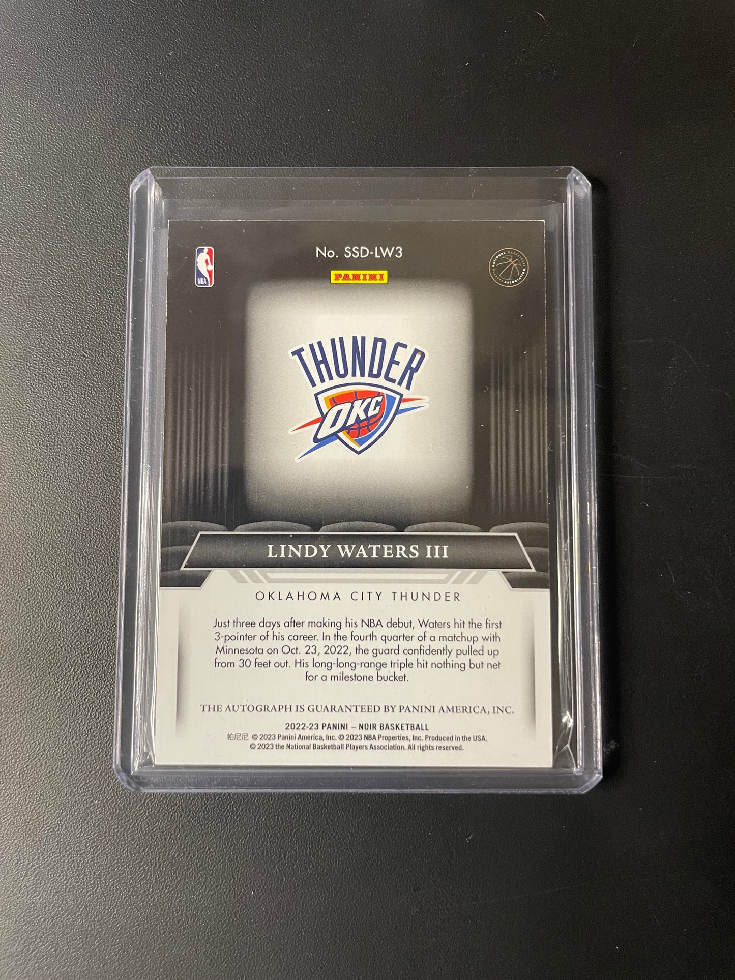 2022/23 Panini Noir #17 Lindy Waters III, Oklahoma City Thunder Silver Screen Debut Signatures 70/99
