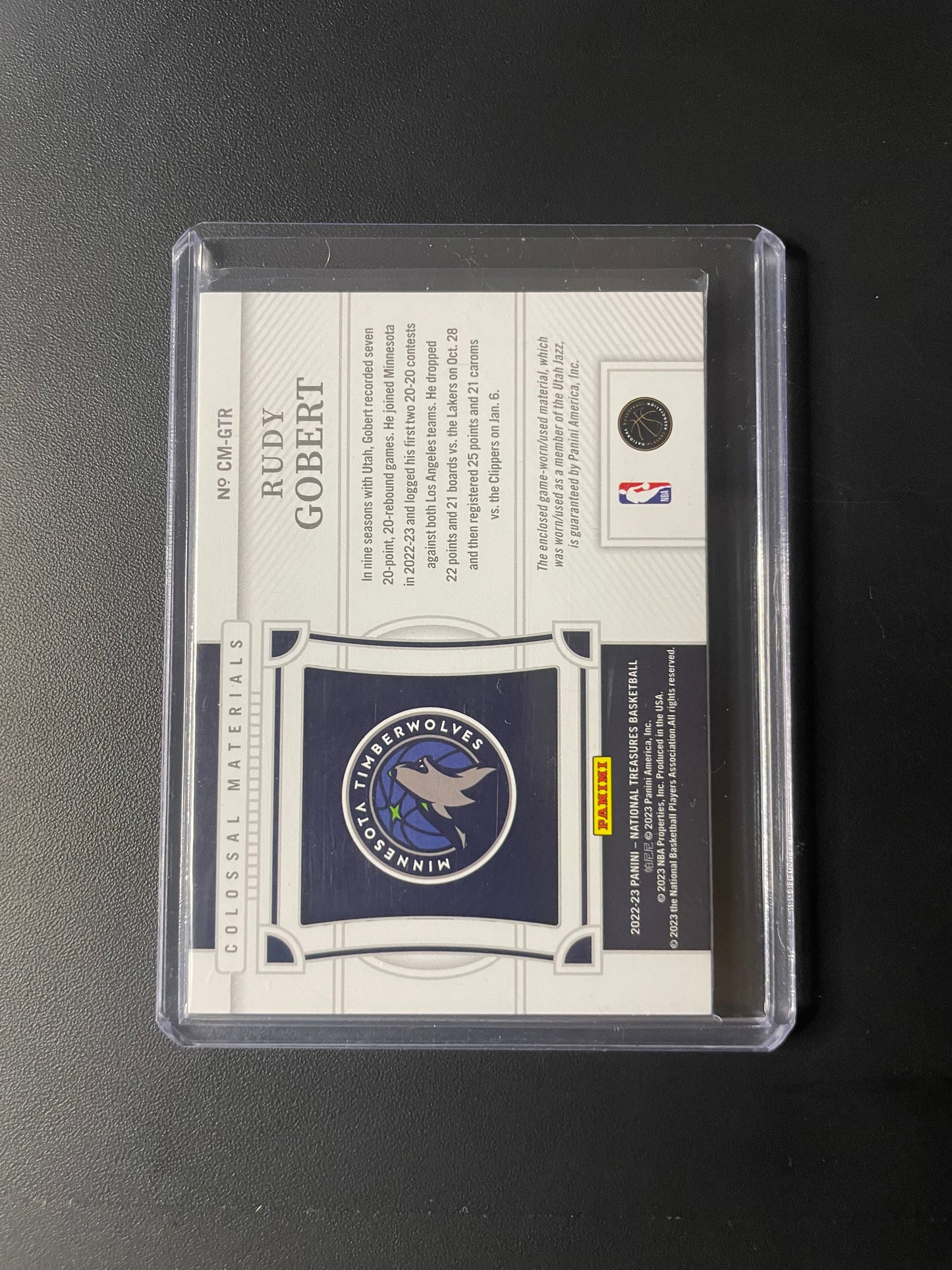 2022/ 23 Panini National Treasure #18 Rudy Gobert Minnesota Wolves 33/99