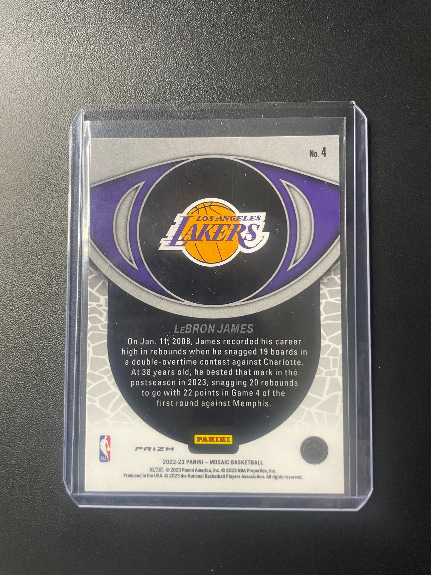 2022/23 Panini Mosaic #4 Lebron James Los Angeles Lakers Mosaic Elevate