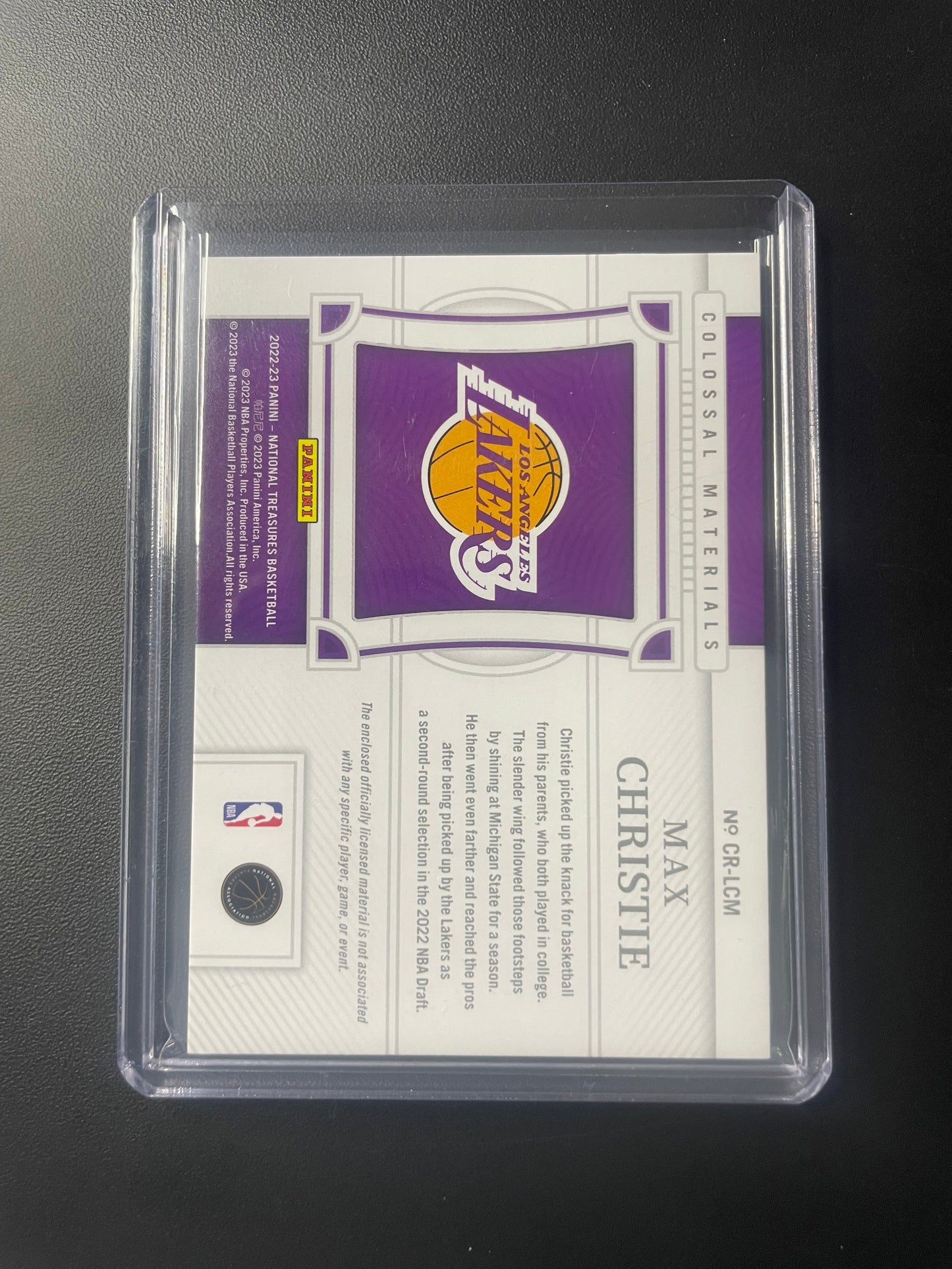 2022/23 Panini National Treasures #254 Max Christie Los Angeles Lakers Colossal 06/99
