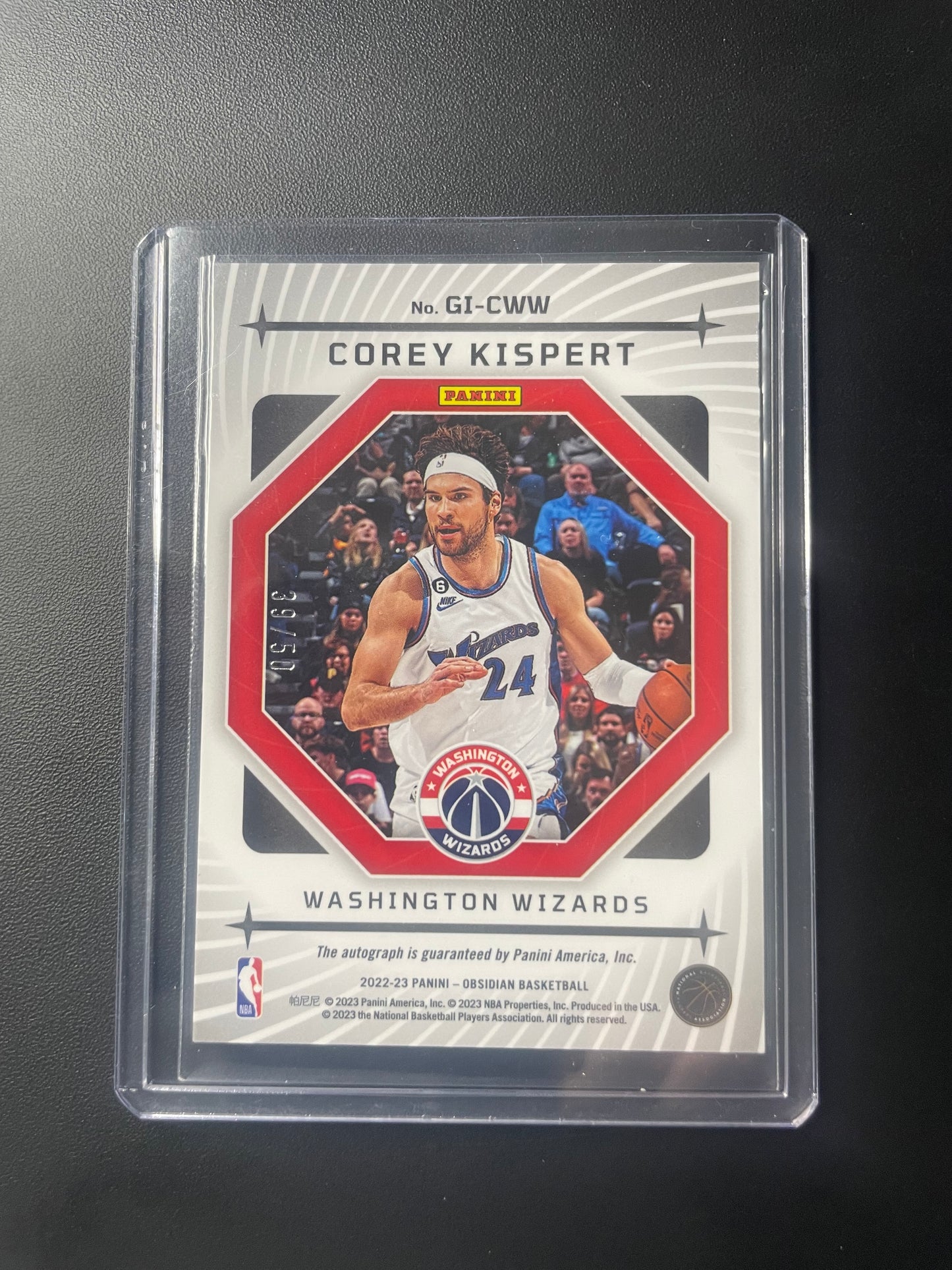 2022/23 Panini Obsidian Corey Kispert Washington Wizards Orange Electric Etch Galaxy 39/50