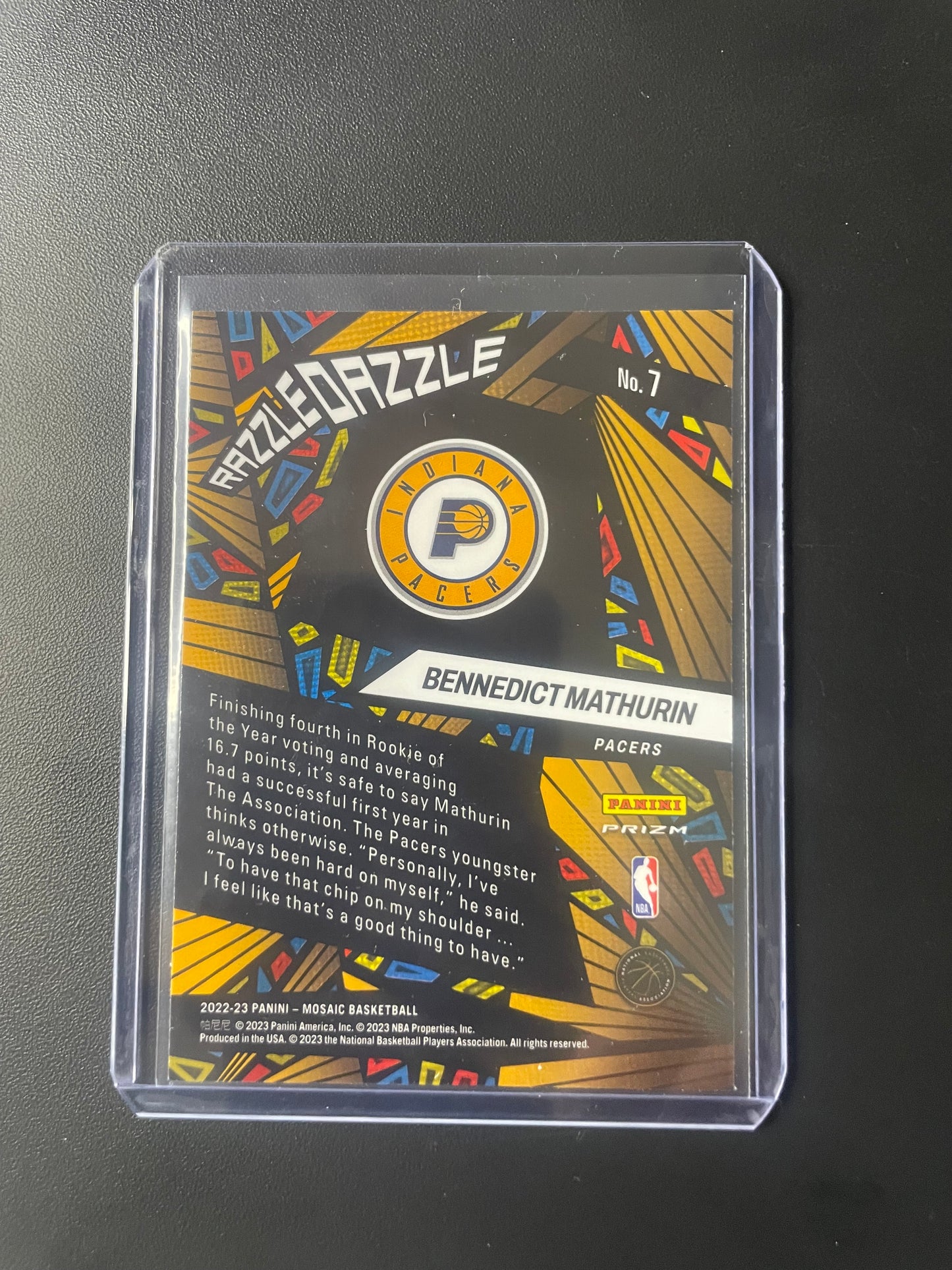 2022/23 Panini Mosaic #7 Bennedict Mathurn Indiana Pacers Razzle Dazzle