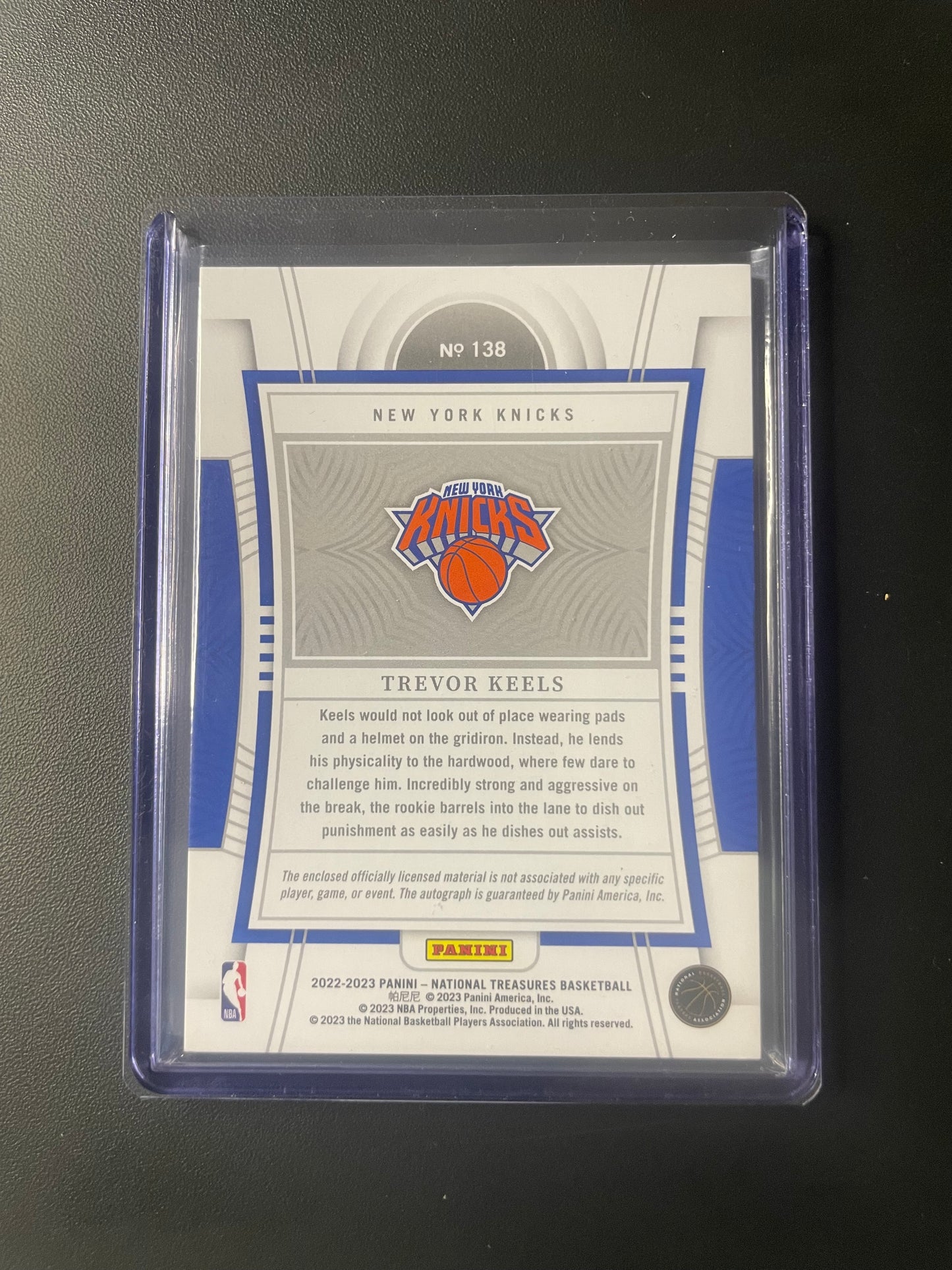 2022/23 Panini National Treasures #138 Trevor Keels New York Knicks 16/75