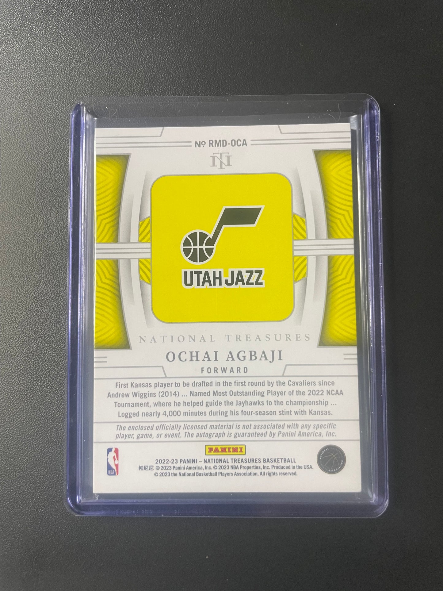 2022/23 Panini Natioanl Treasures #49 Ochai Agbaji Utah Jazz 25/25