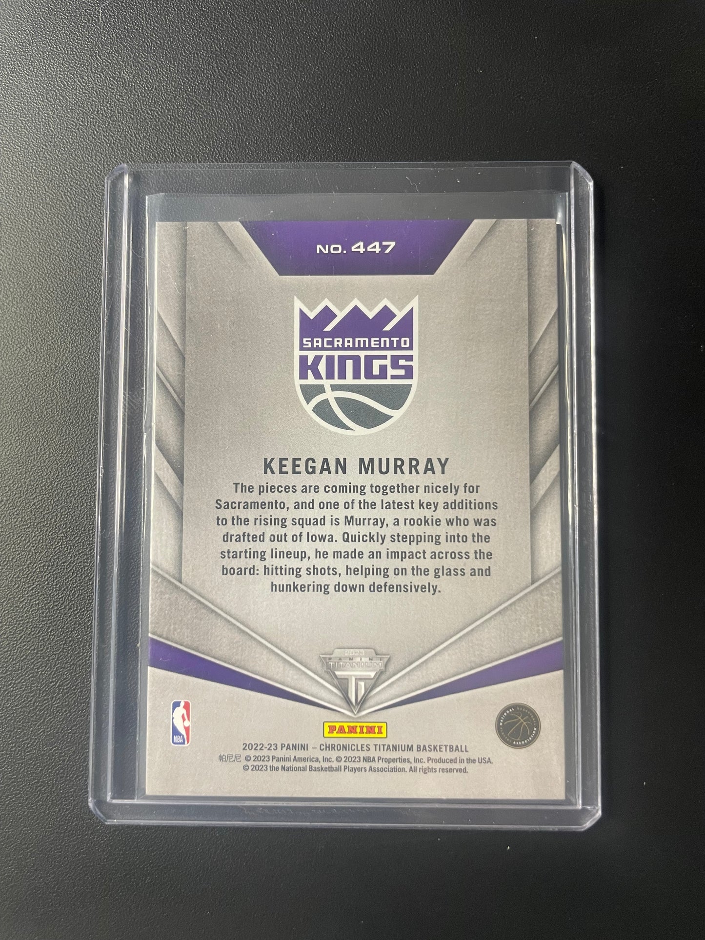 2022/23 Panini Chronicles #447 Keegan Murray Sacramento Kings Titanium 11/22
