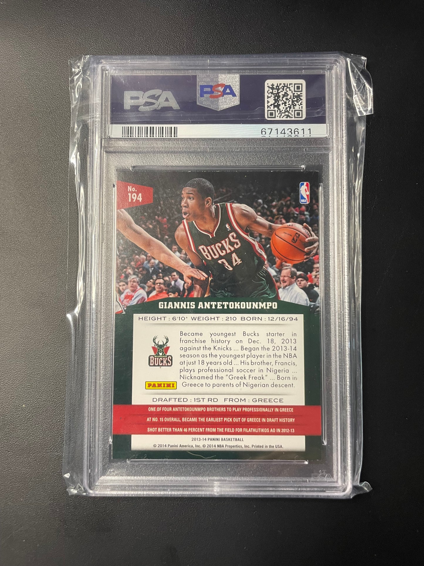 2013/ 14 Panini Contenders #194 Giannis Antetokounmpo Milwaukee Bucks