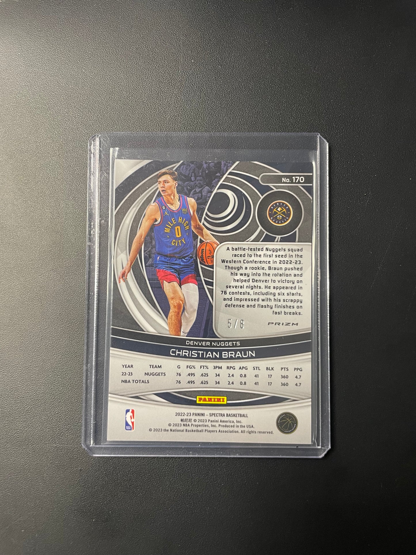 2022/23 Panini Spectra #170 Christian Bruan Denver Nuggets 05/08