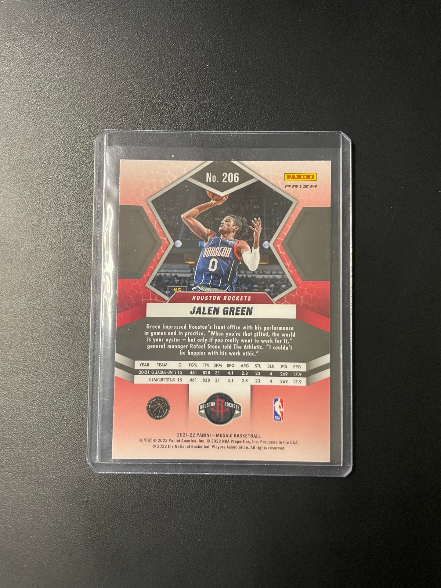 2021/22 Panini Mosaic #206 Jalen Green Houston Rockets