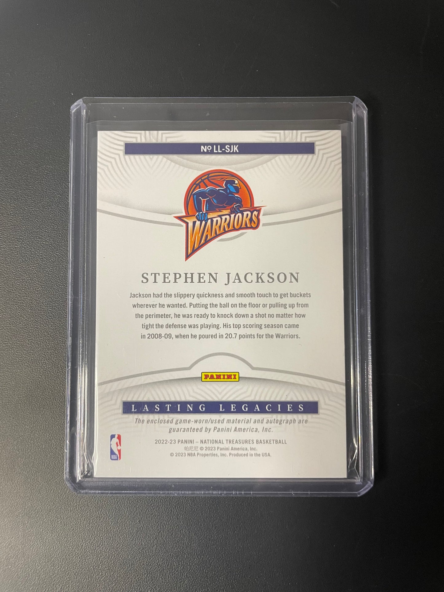 2022/23 Panini National Treasures #7 Stephen Jackson Golden State Warriors Lasting Legacies 25/99