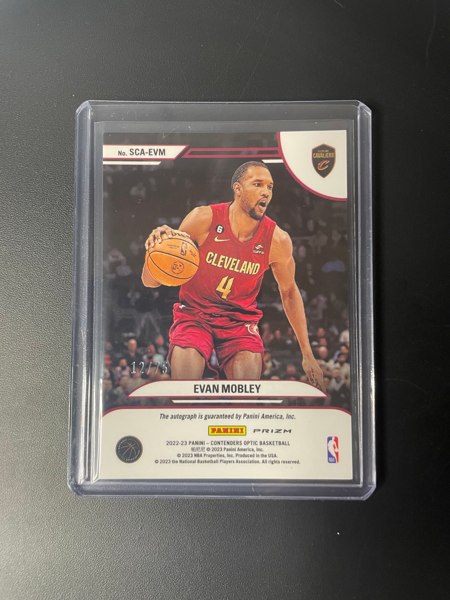 2022/ 23 Panini Contenders Optic Evan Mobley Cleveland Cavaliers Blue Sophomore Autograph 12/75