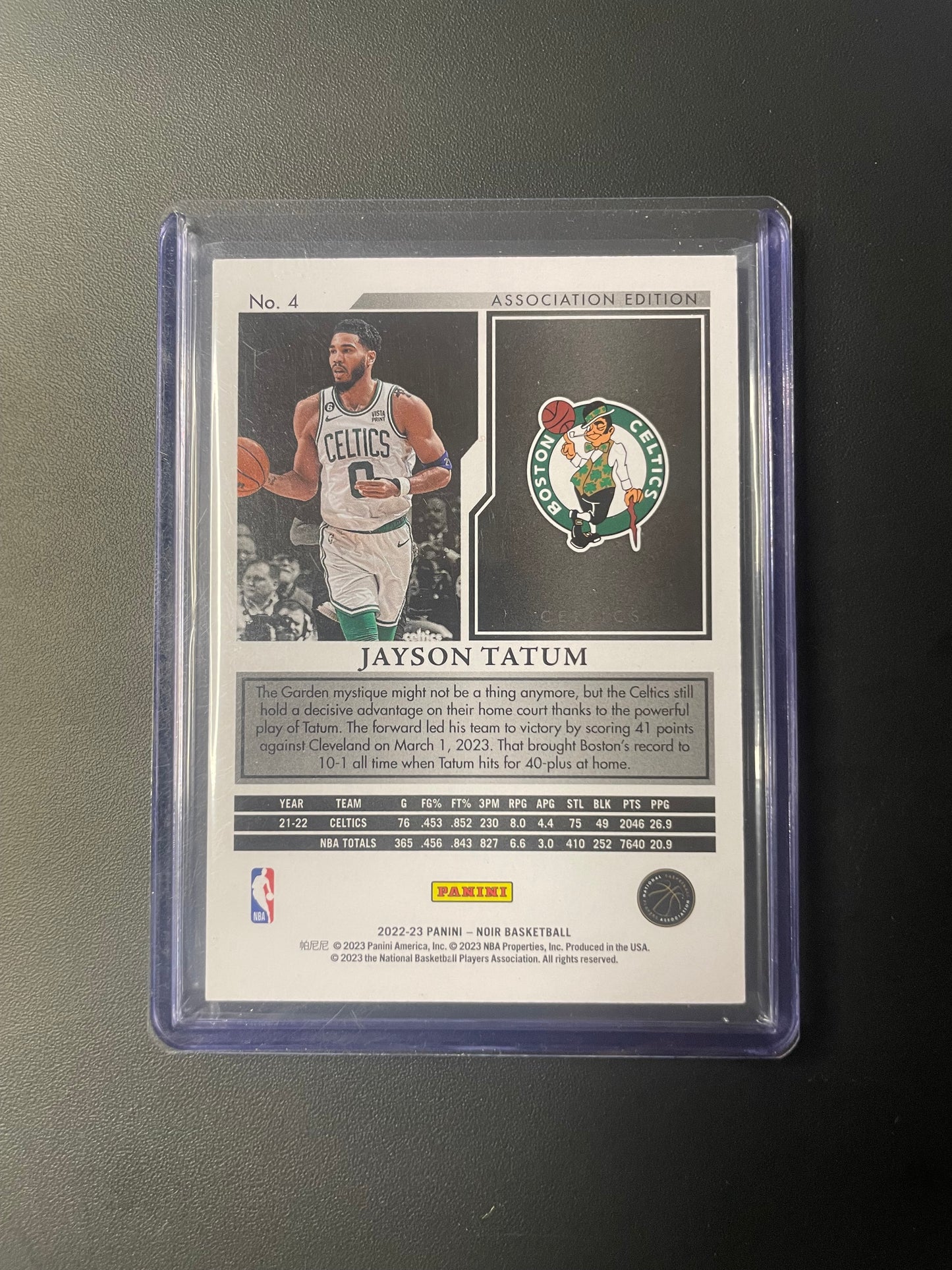 2022/23 Panini Noir #4 Jayson Tatum Boston Celtics 26/49