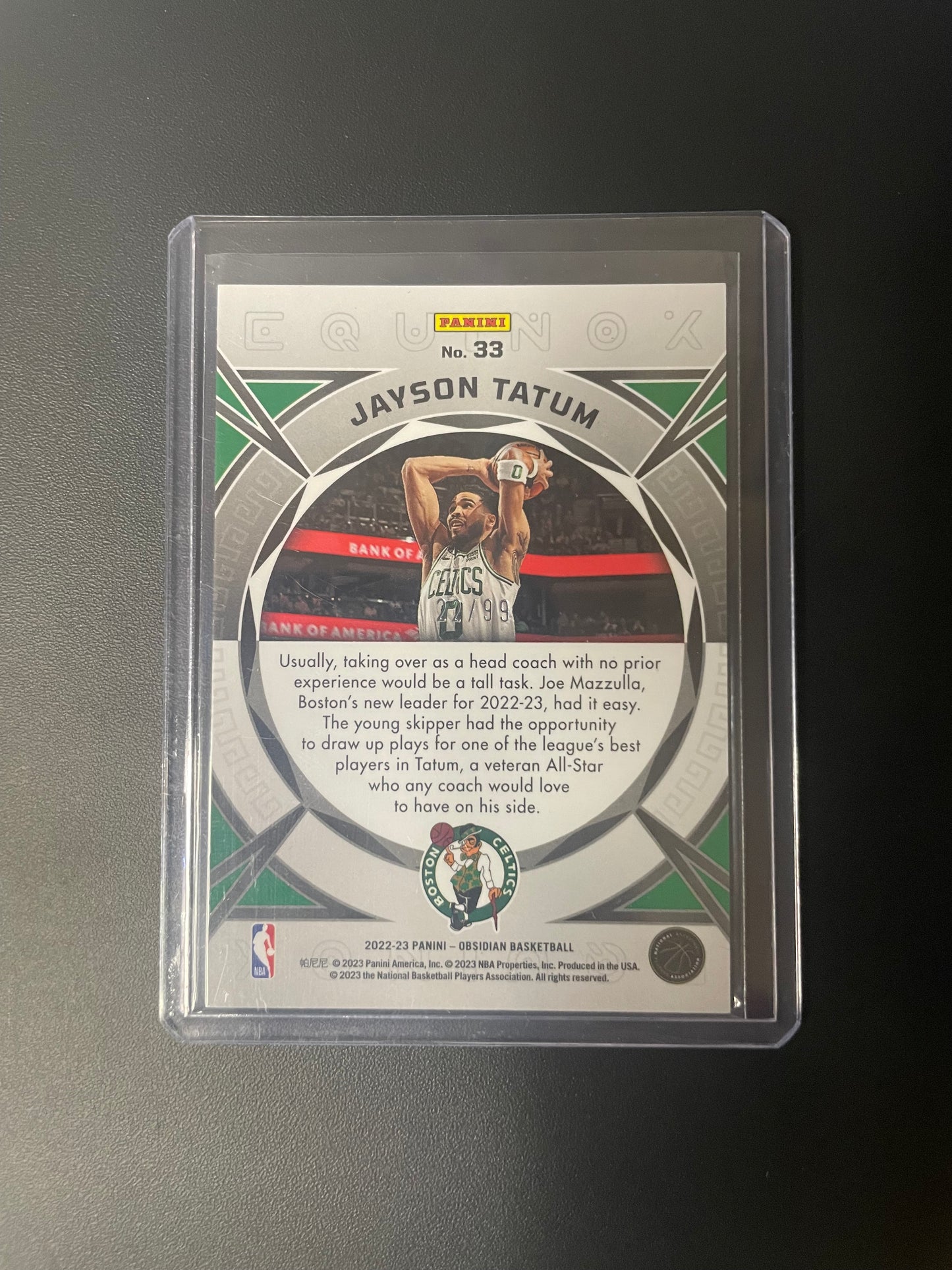 2022/23 Panini Obsidian #33 Jayson Tatum Boston Celtics Equinox