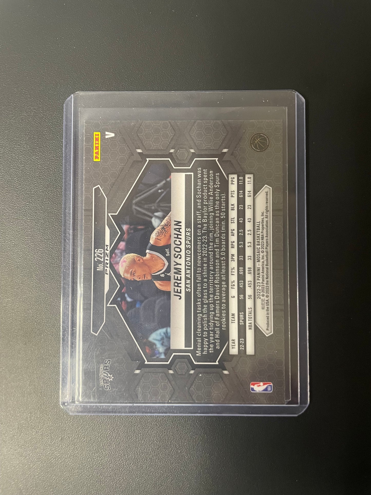 2022/23 Panini Mosaic #226 Jeremy Sochan San Antonio Spurs Glitter RC