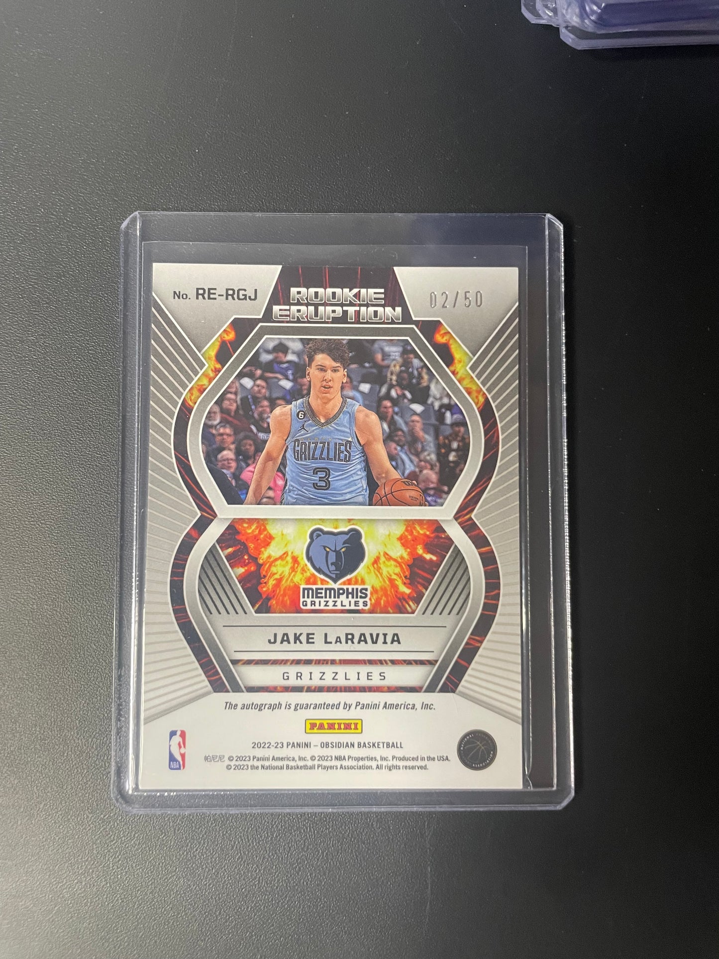 Panini Obsidian Jake laravia Auto Rookie Eruption /50