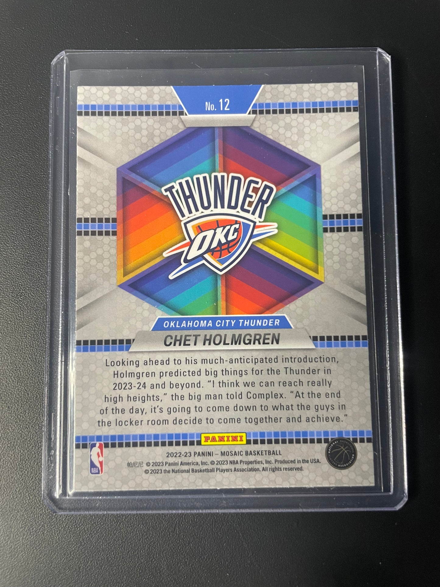 2022/23 Panini Mosaic #12 Chet Holmgren OKC Silver Introductions RC
