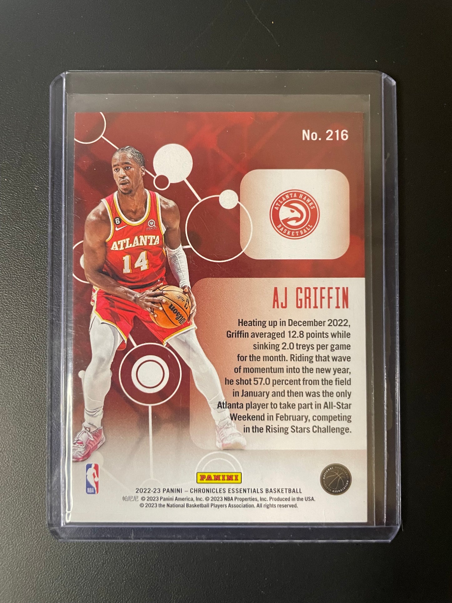 2022/23 Panini Chronicles #216 Aj Griffin Atlanta Hawks Essentials RC