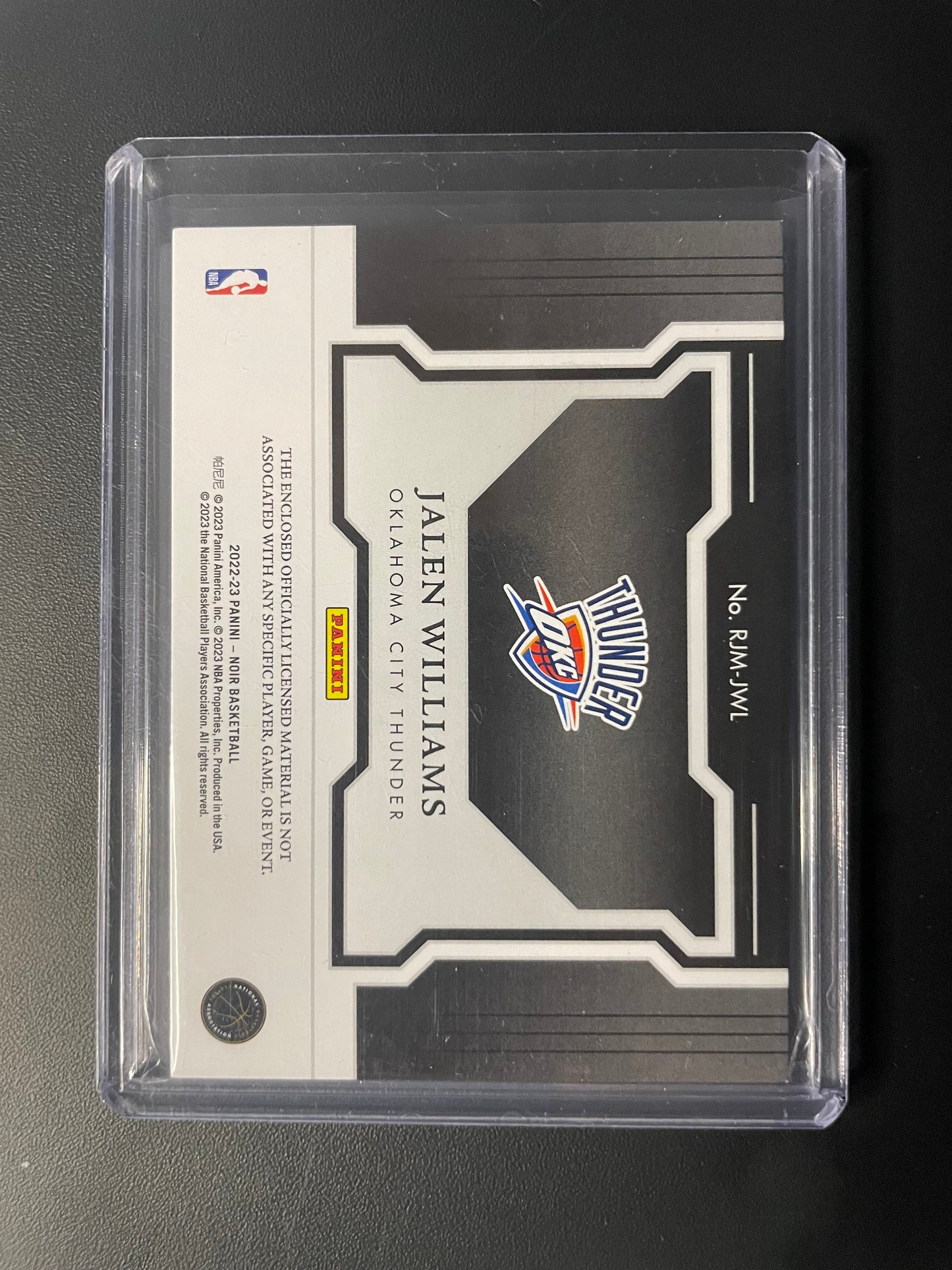 2022/23 Panini Noir #8 Jalen Williams OKC Rookie Jumbo Material 51/99