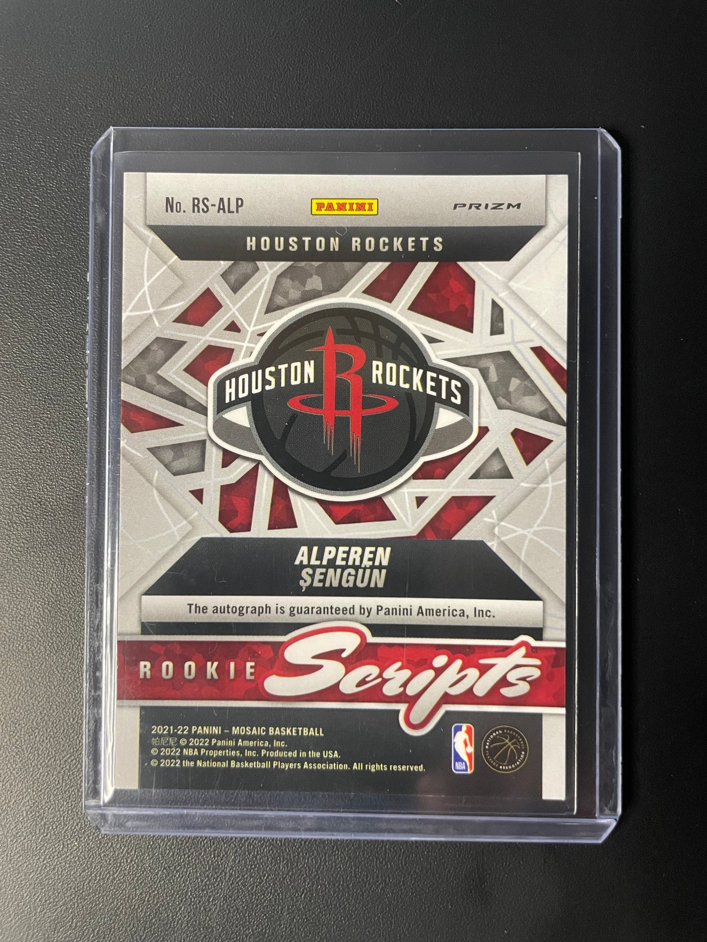 2021/22 Panini Mosaic #31 Alperen Sengun Houston Rockets Rookie Script Red Wave RC Auto