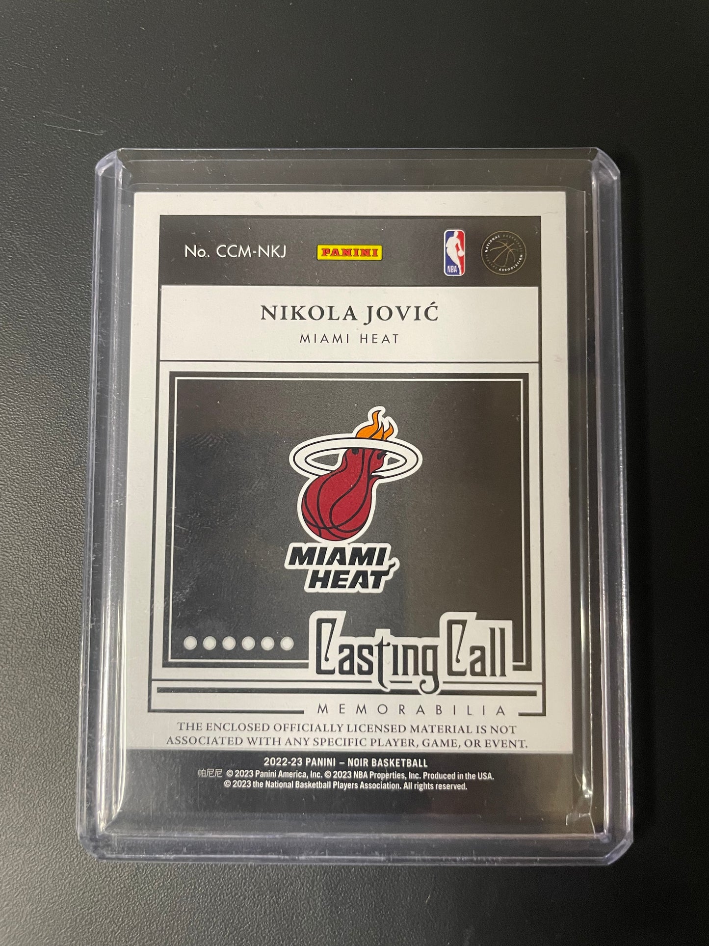 2022/23 Panini Noir #22 Nikola Jovic Miami Heat Casting Call RC 95/99