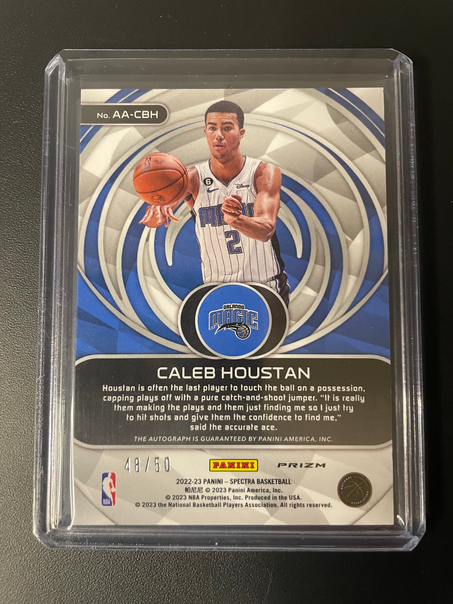 2022/23 Panini Spectra #38 Caleb Houston Orlando Magic Aspiring Auto Green 48/50