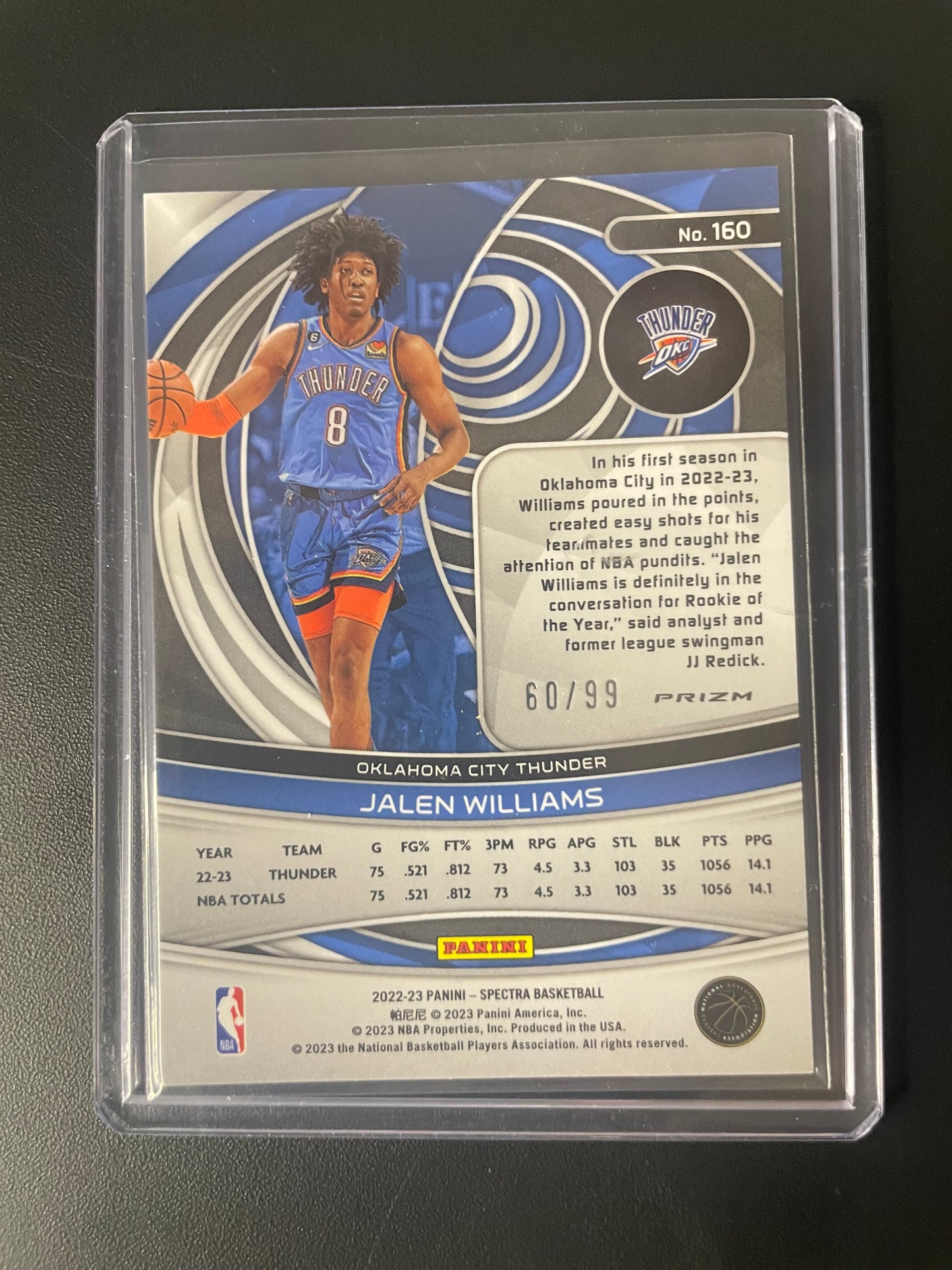 2022/23 Panini Spectra #160 Jalen Williams OKC Interstellar 60/99