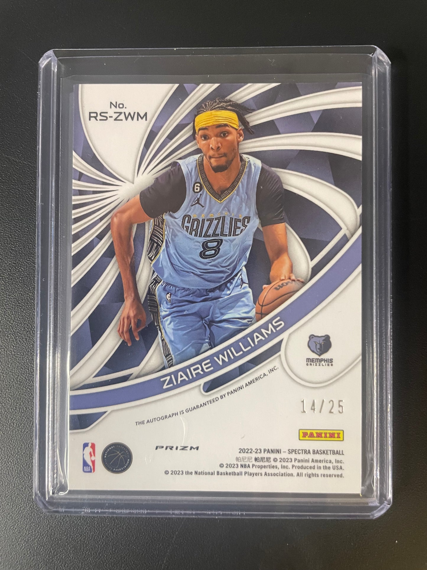 2022/23 Panini Spectra #7 Ziaire Williams Memphis Grizzles Meta Radiant 14/25