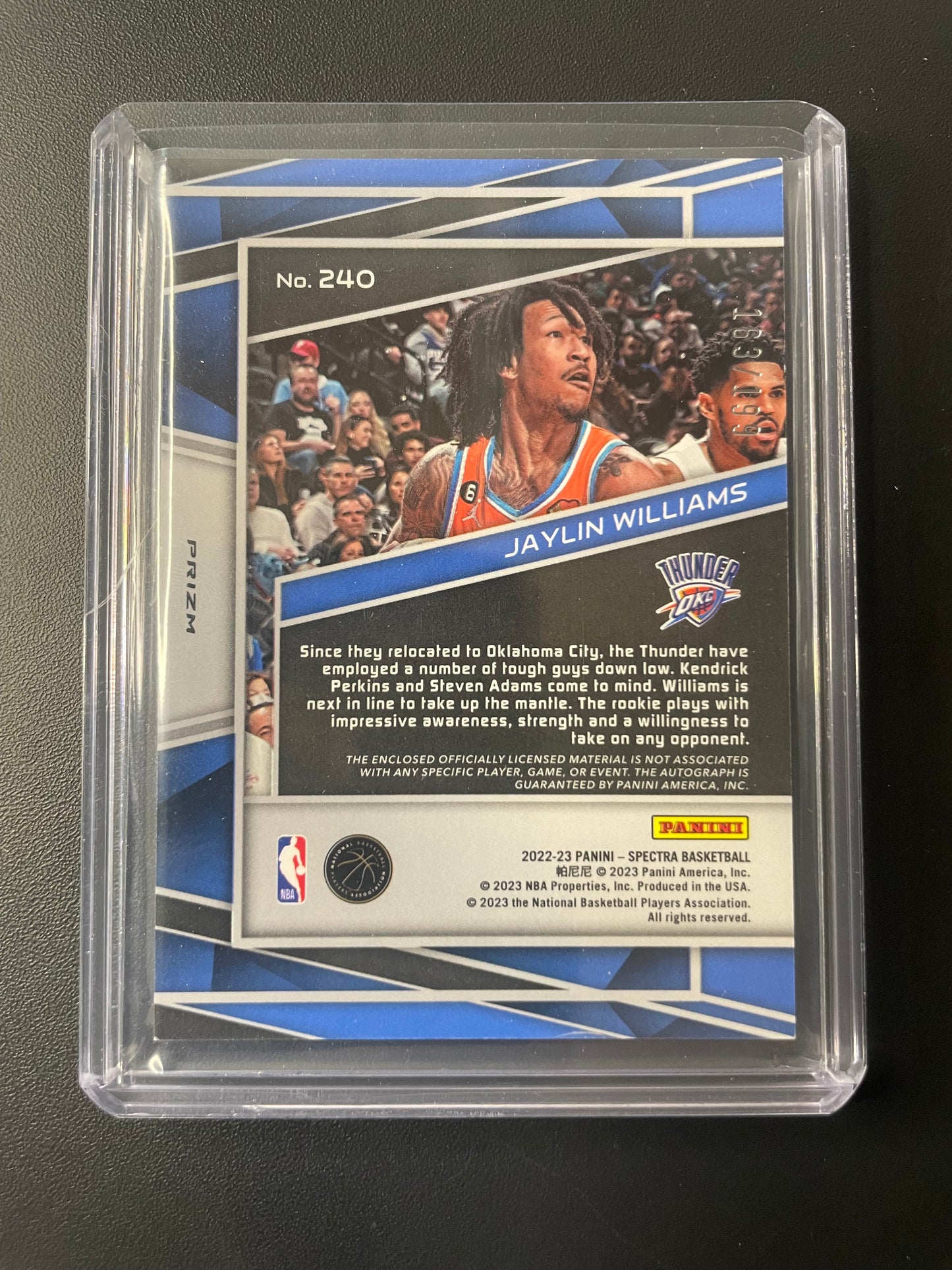 2022/23 Panini Spectra #240 Jaylin Williams OKC 163/199 Auto