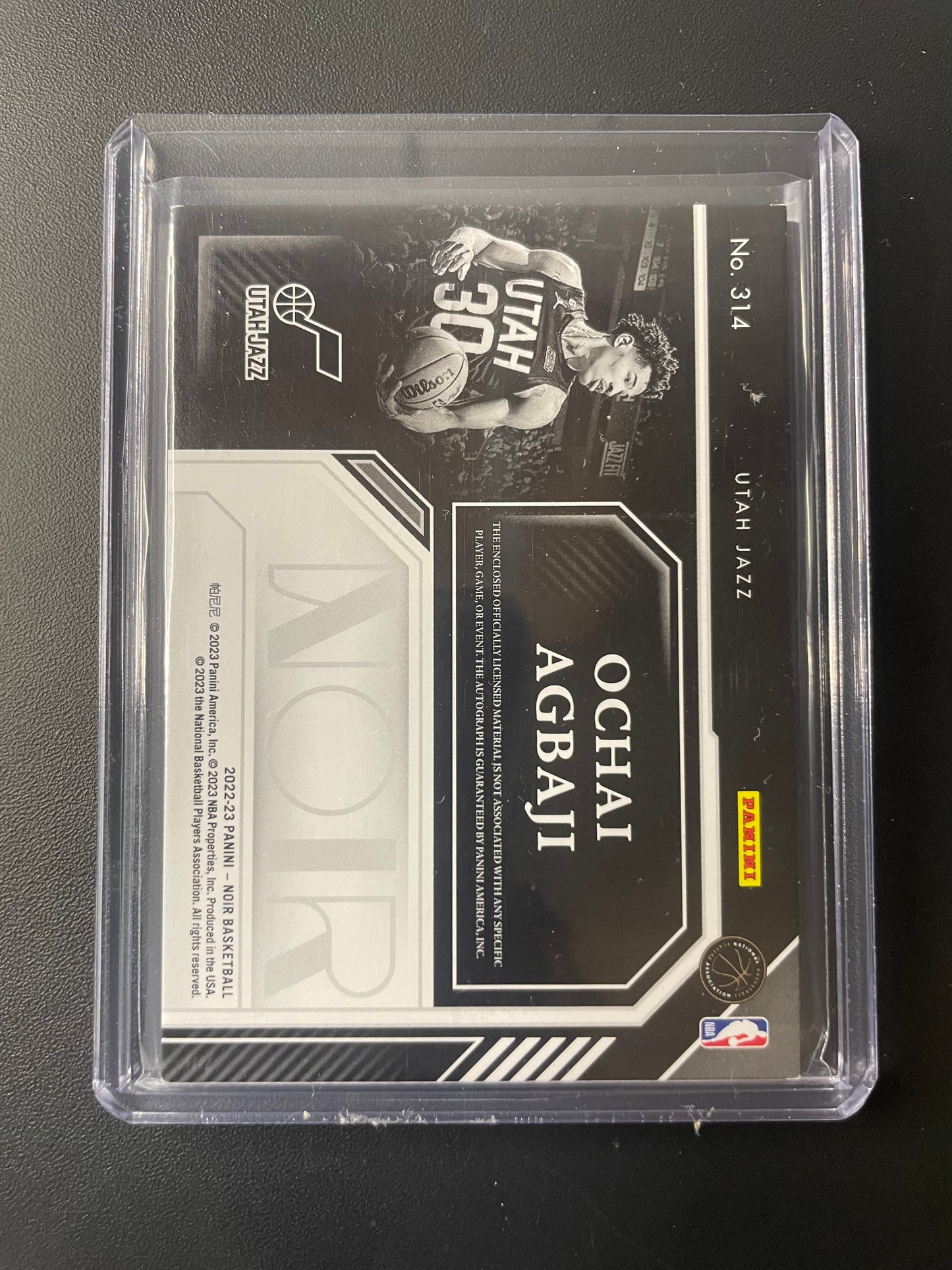 2022/23 Panini Noir #314 Ochai Agbaji Utah Jazz 36/99 Rookies Association Edition