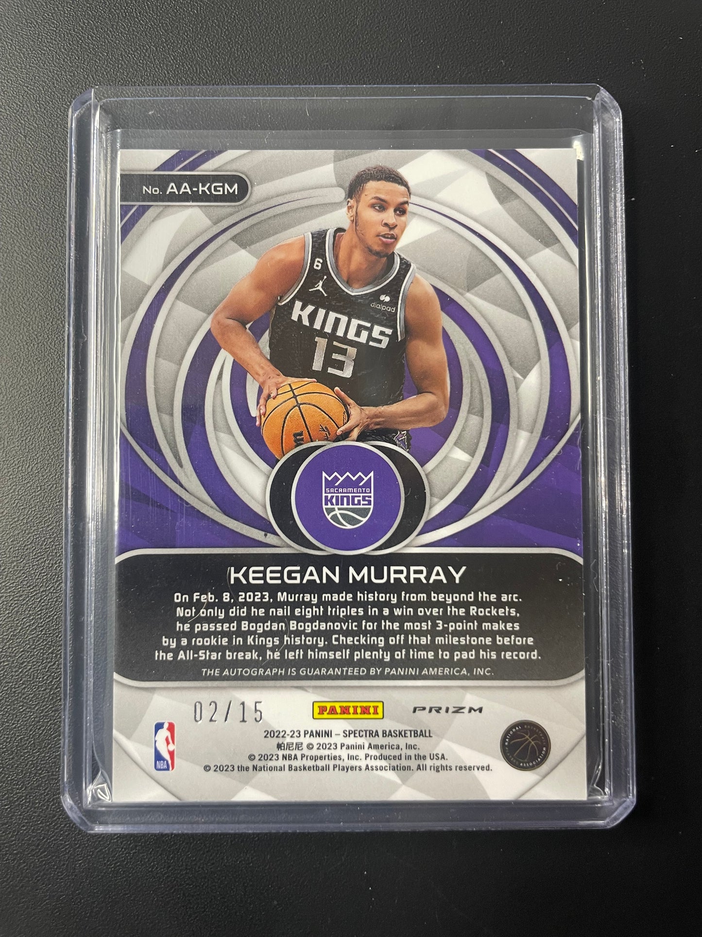 2022/23 Panini Spectra Keegan Murray Sacramento Kings Aspiring Auto Orange 02/15