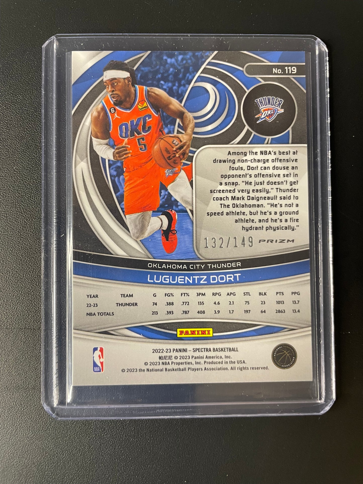 2022/23 Panini Spectra #119 Lugentz Dort OKC Celestial 132/149