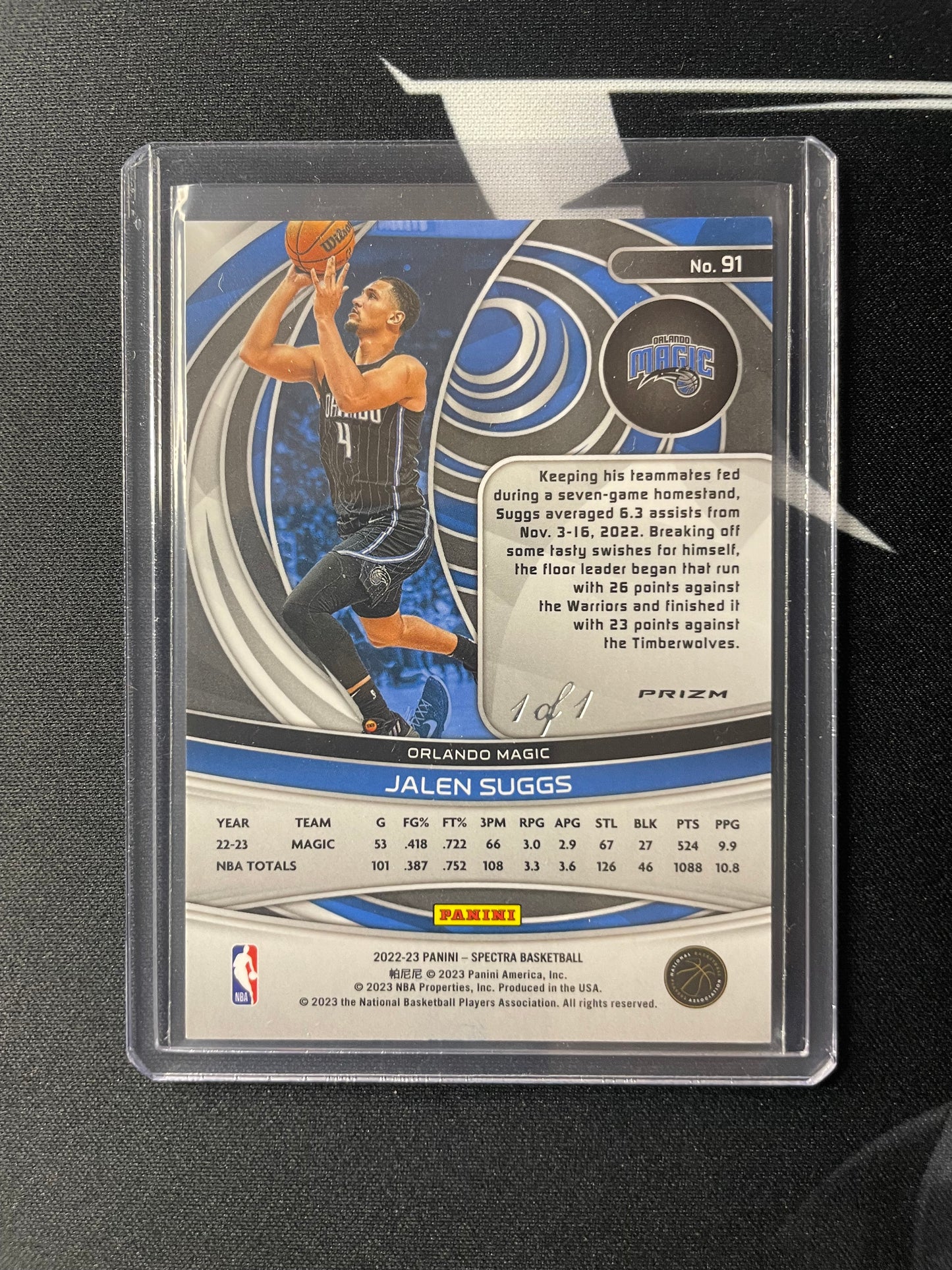 2022/23 Panini Spectra #91 Jalen Suggs Orlando Magic Nebula 1/1