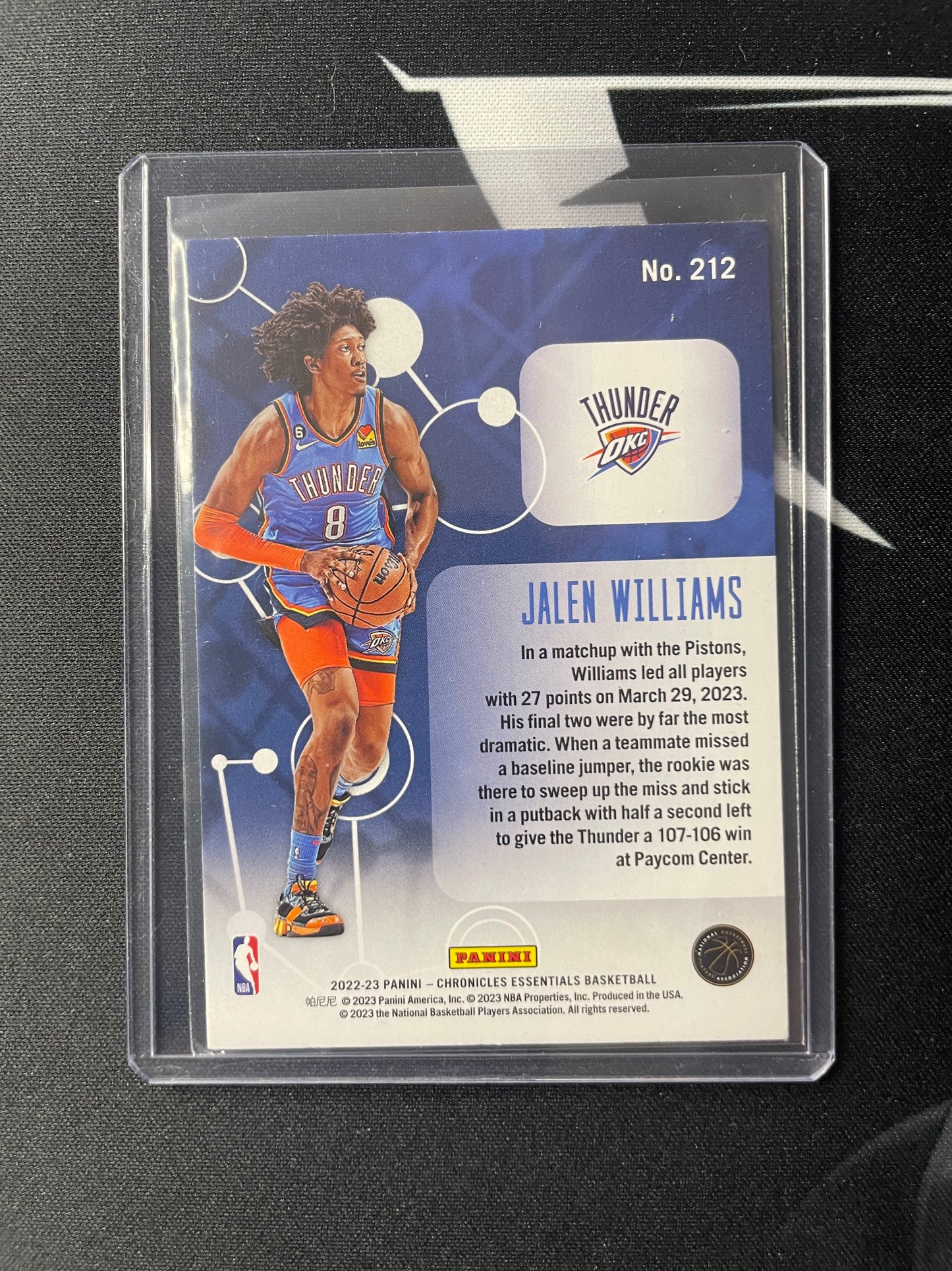 2022/23 Panini Chronicles #212 Jalen Williams Oklahoma City Thunder Essentials