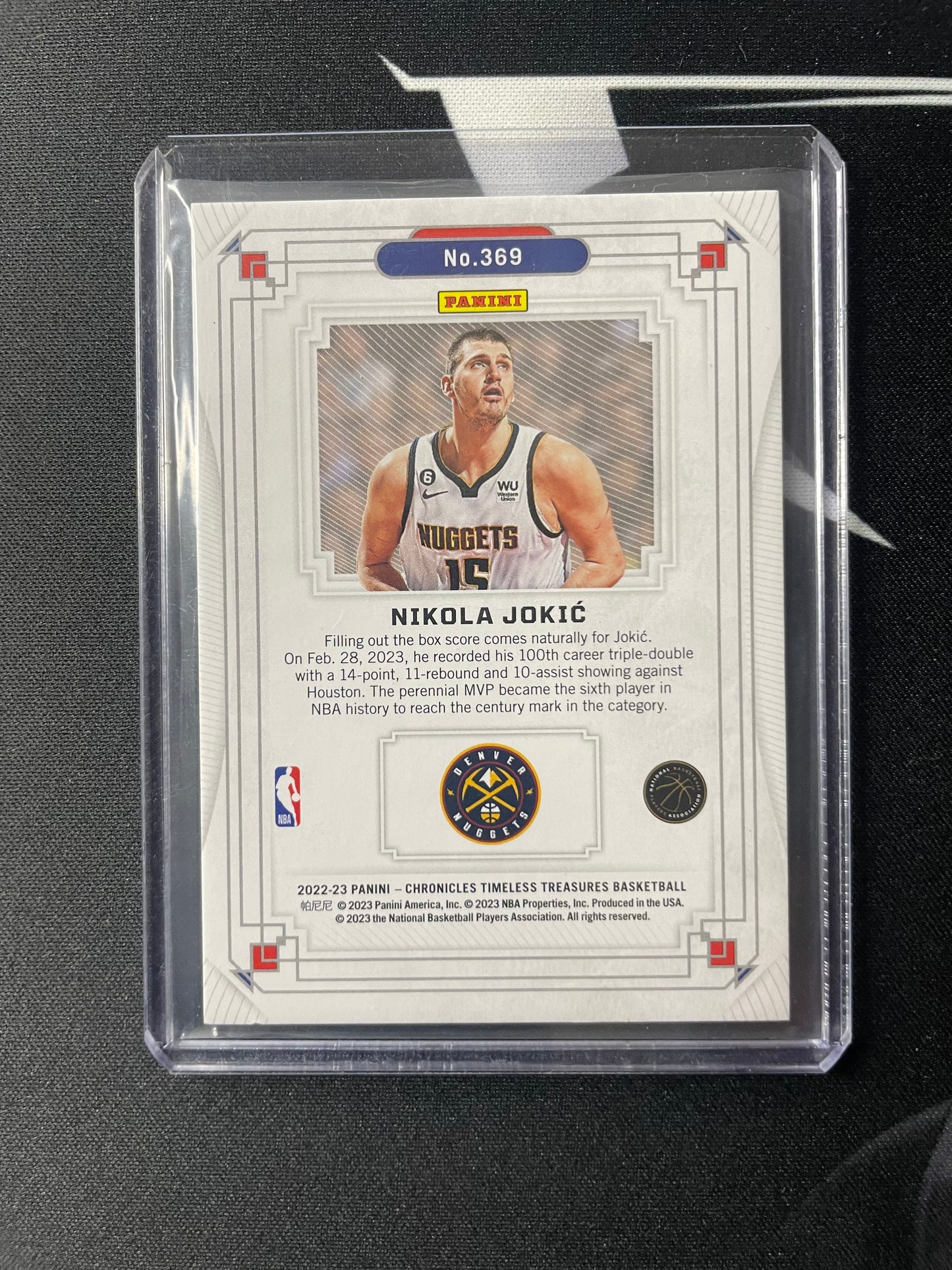 2022/23 Panini Chronicles #369 Nikola Jokic Denver Nuggets Timeless Treasures 055/249
