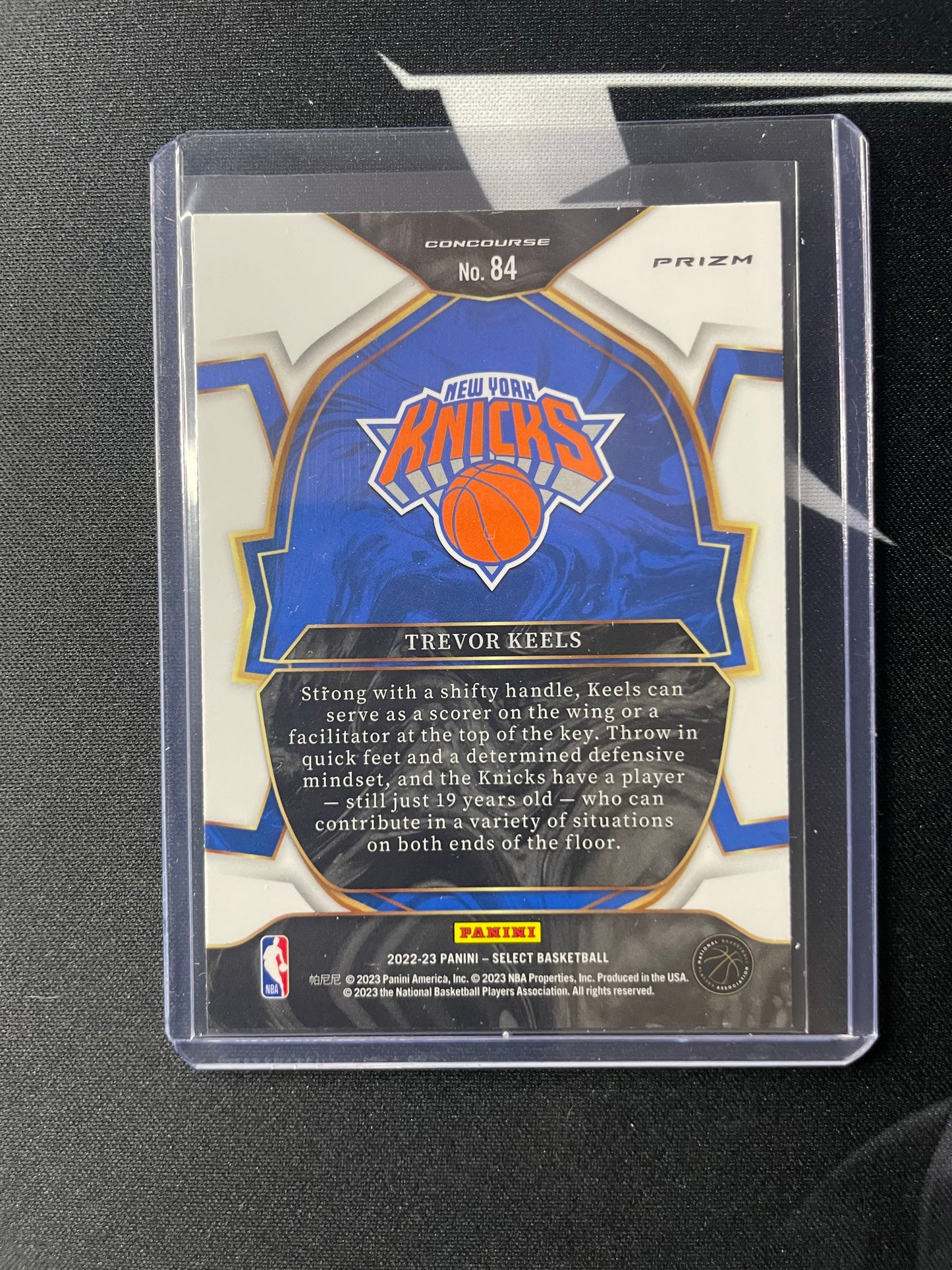 2022/23 Panini Select #84 Trevor Keels New York Knicks