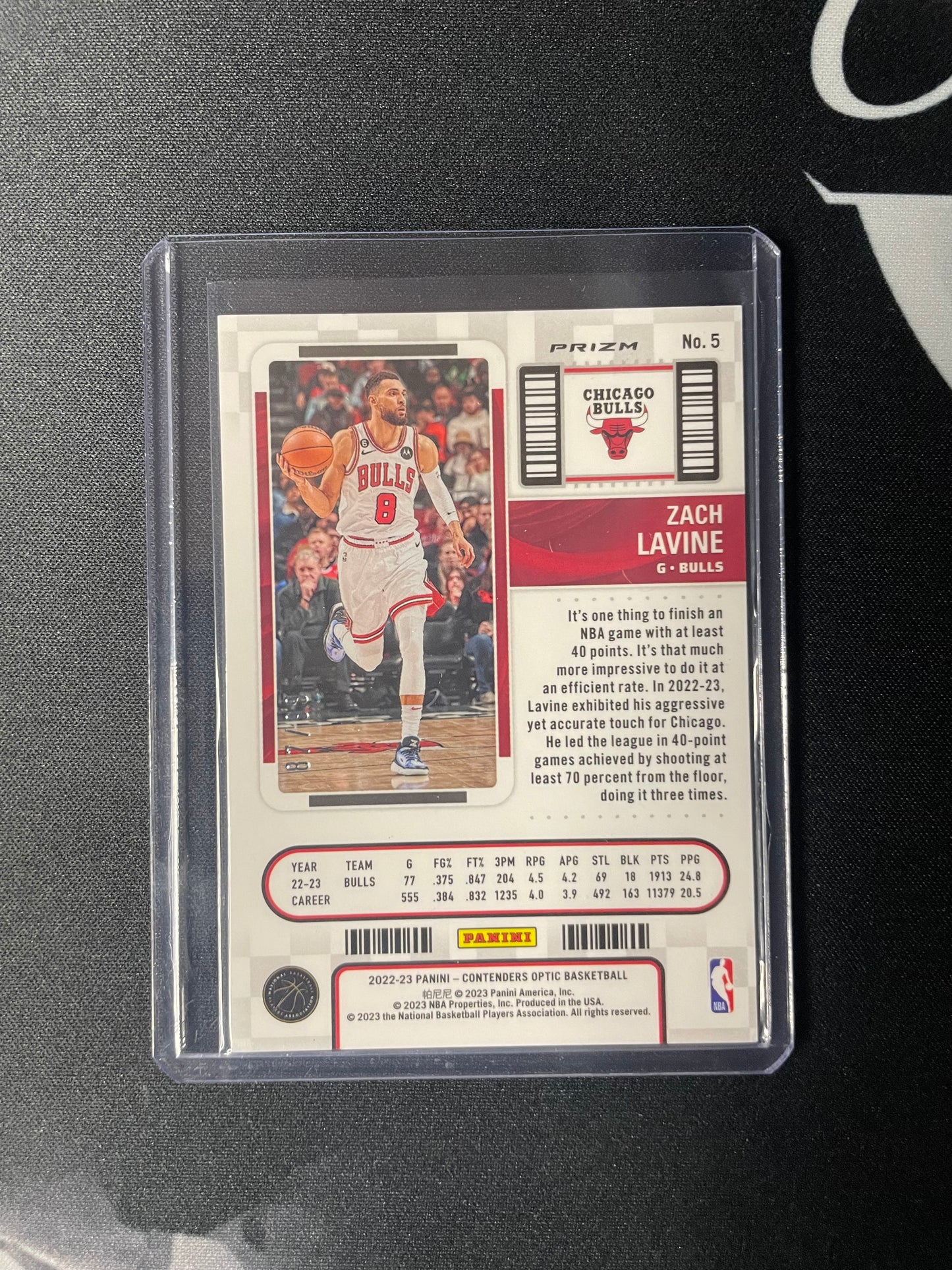 2022/23 Panini Contenders #5 Zach Lavine Chicago Bulls Blue Season Ticket 87/99