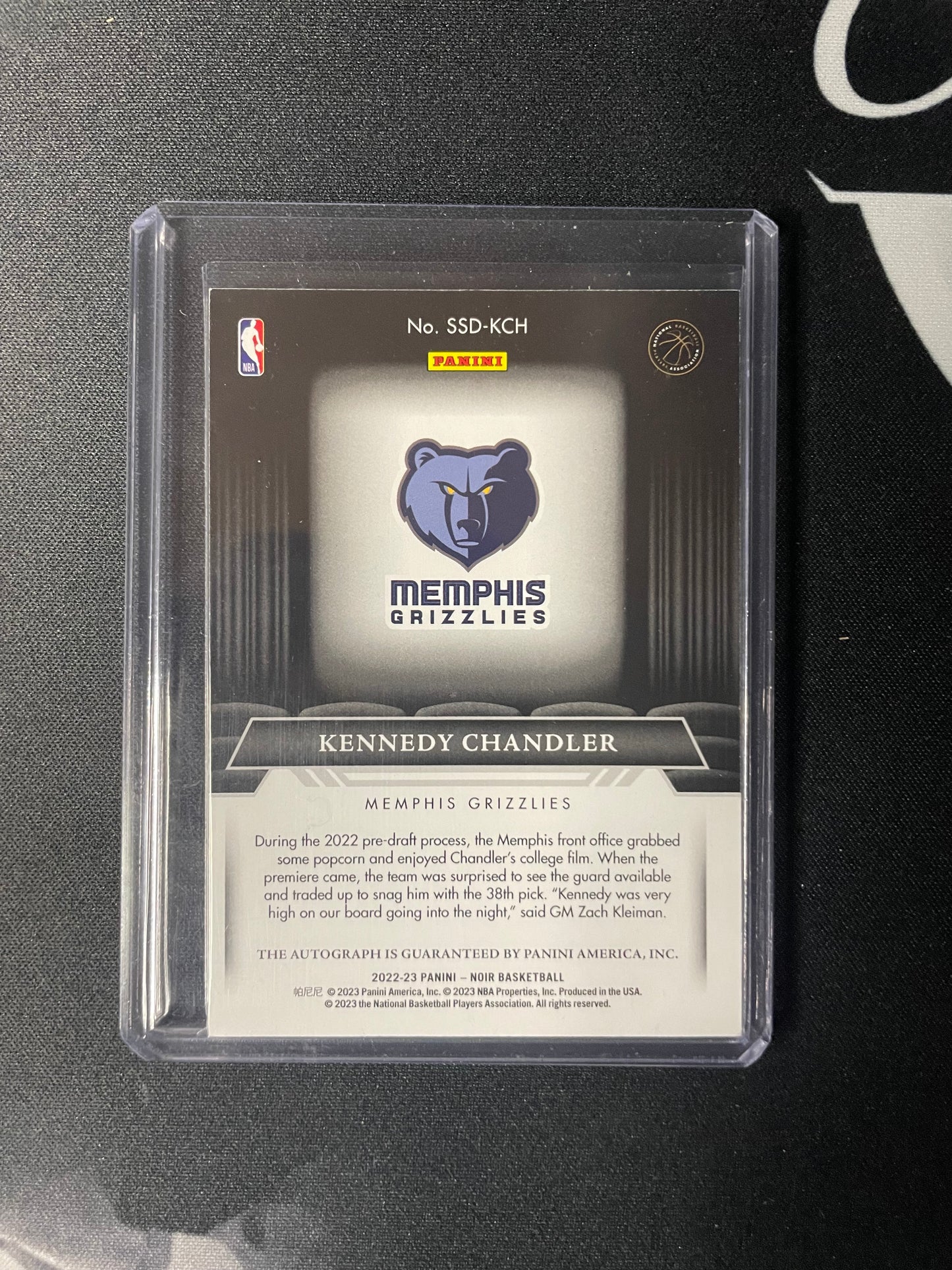 2022/23 Panini Noir #8 Kennedy Chandler Memphis Grizzles Silver Screen Debut Gold 17/25