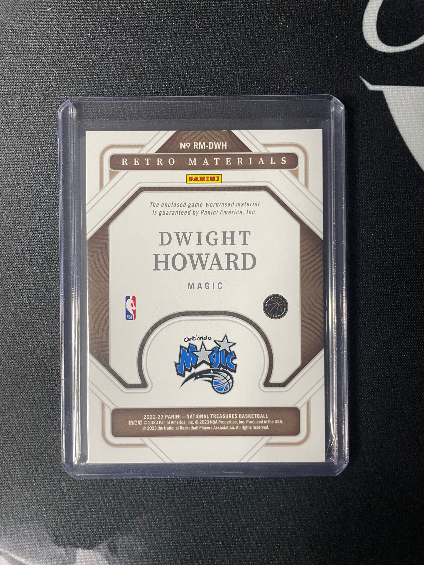 2022/23 Panini National Treasures #29 Dwight Howard Orlando Magic Retro Material 51/99