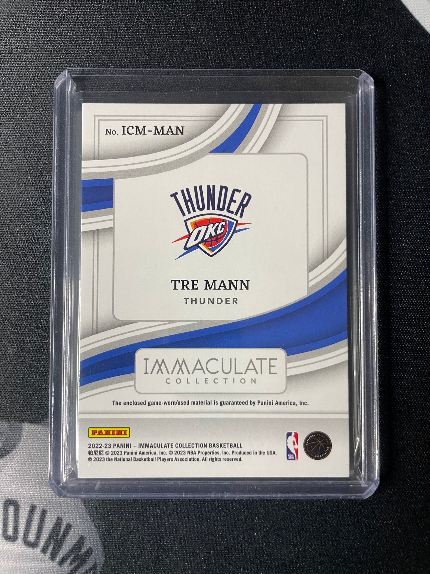 2022/23 Panini Immaculate #9 Tre Mann OKC Materials 18/99