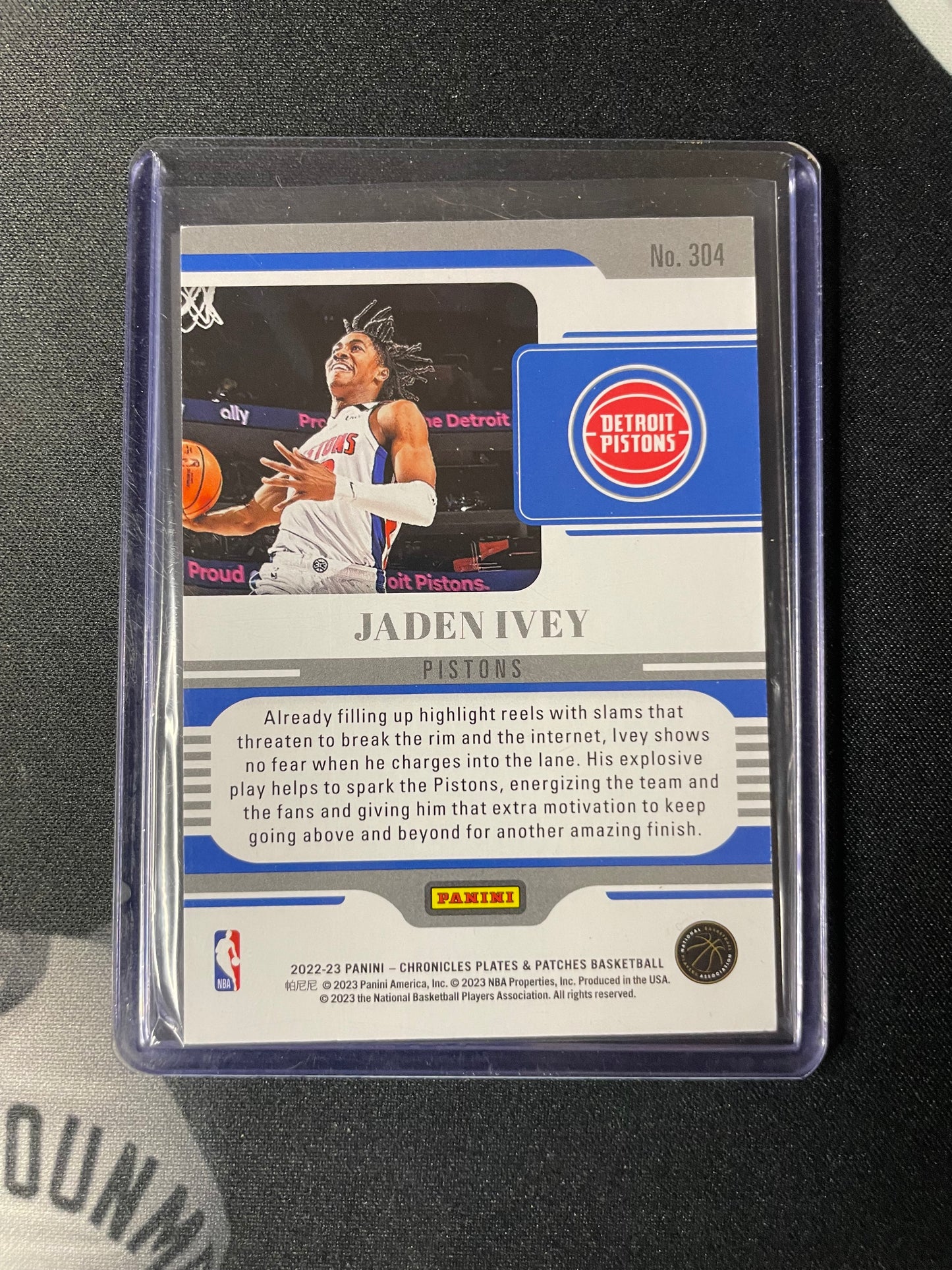2022/23 Panini Chronicles #304 Jaden Ivey Detroit Pistons Plates and Patches