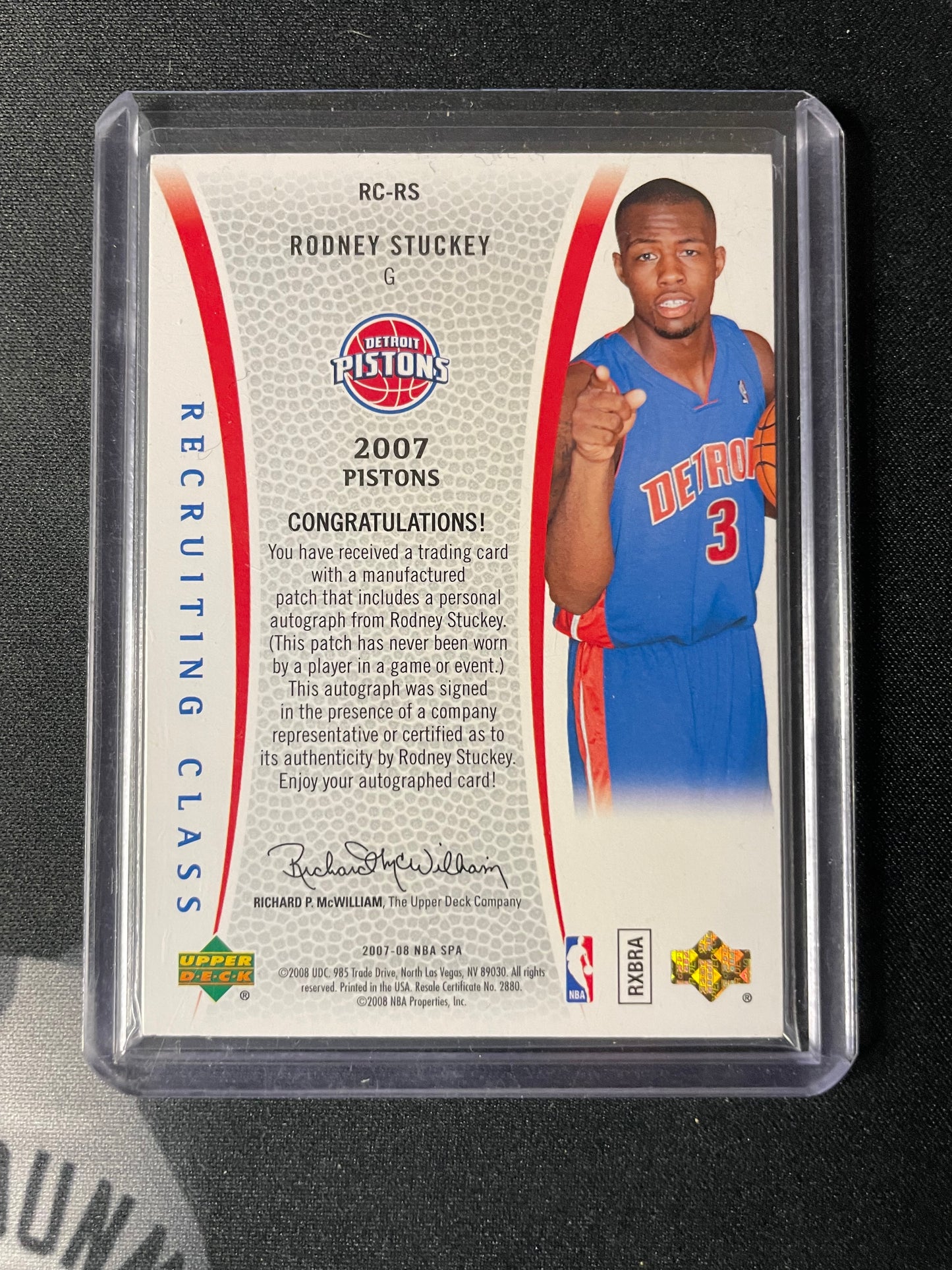 2007/08 Upper Deck Rodney Stucky Recruitment Class Signature