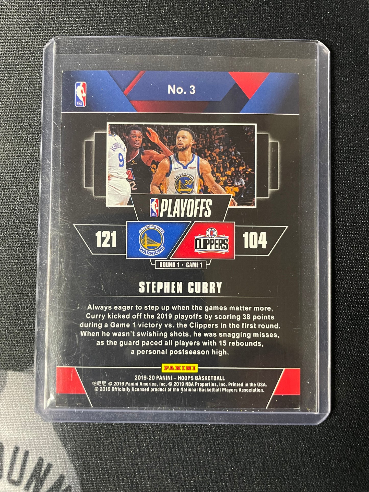 2019/20 Panini Hoops #3 Stephen Curry Road To The Finals 1793/2019