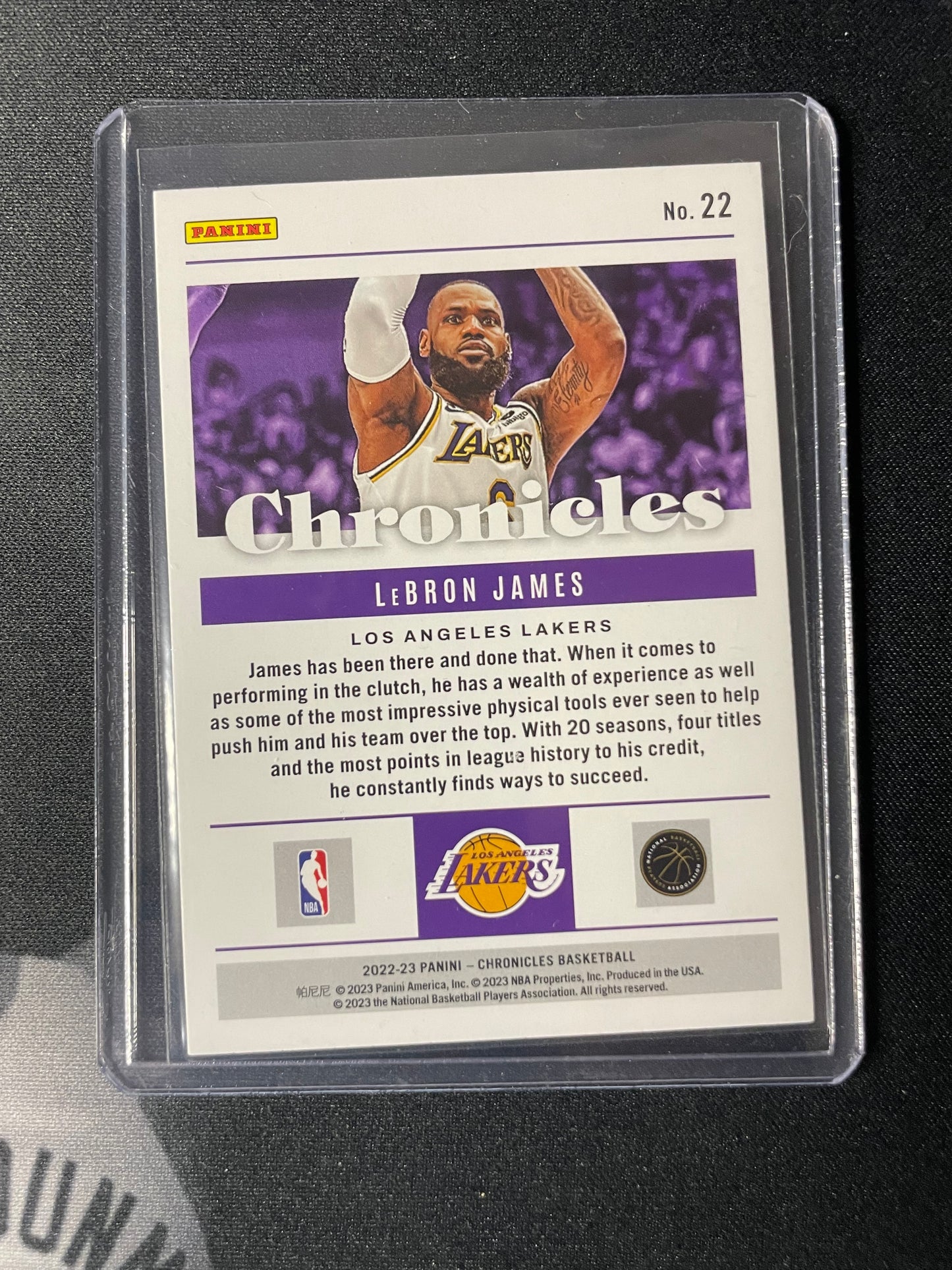 2022/23 Panini Chronicles #22 Lebron James Los Angeles Lakers